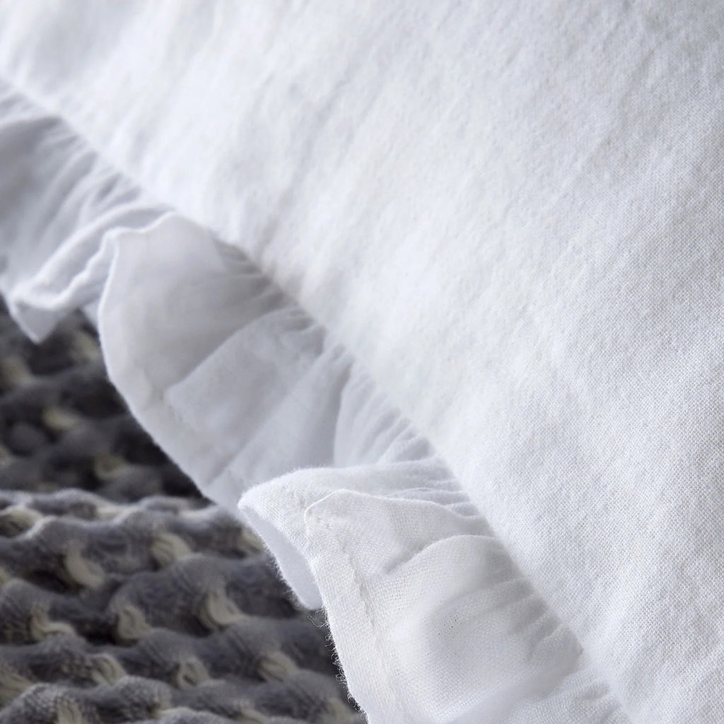 Christy Organic Cotton "Retreat Ruffle" Plain Dyed Duvet Cover Sets in White