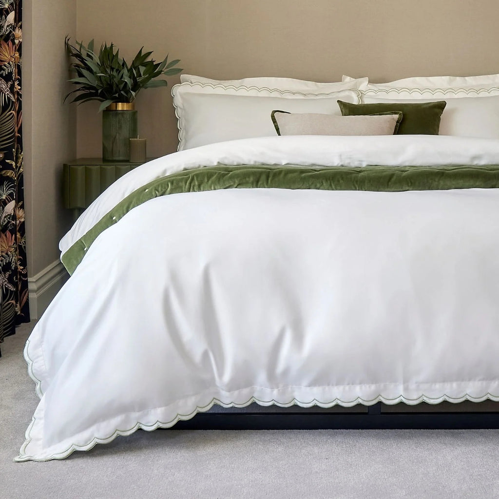 Christy "Scallop Edge" Duvet Cover Sets in Matcha