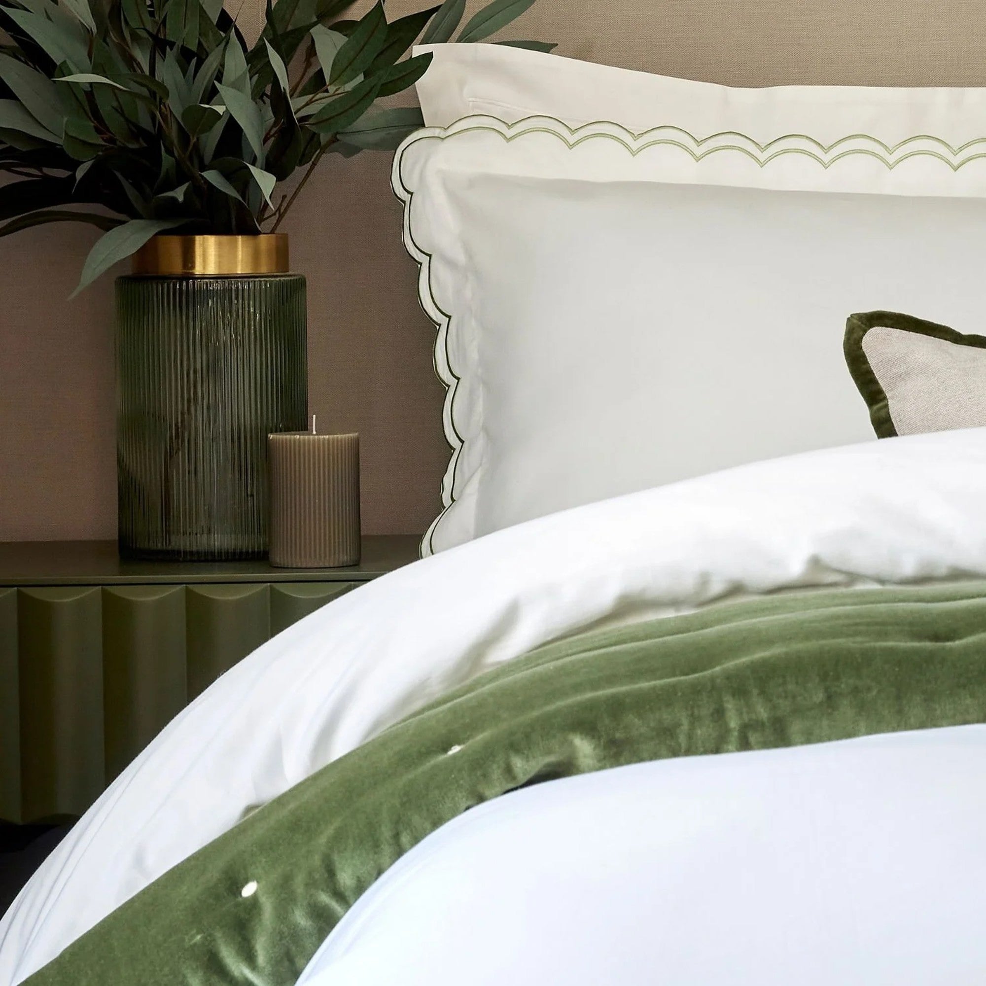 Christy "Scallop Edge" Duvet Cover Sets in Matcha