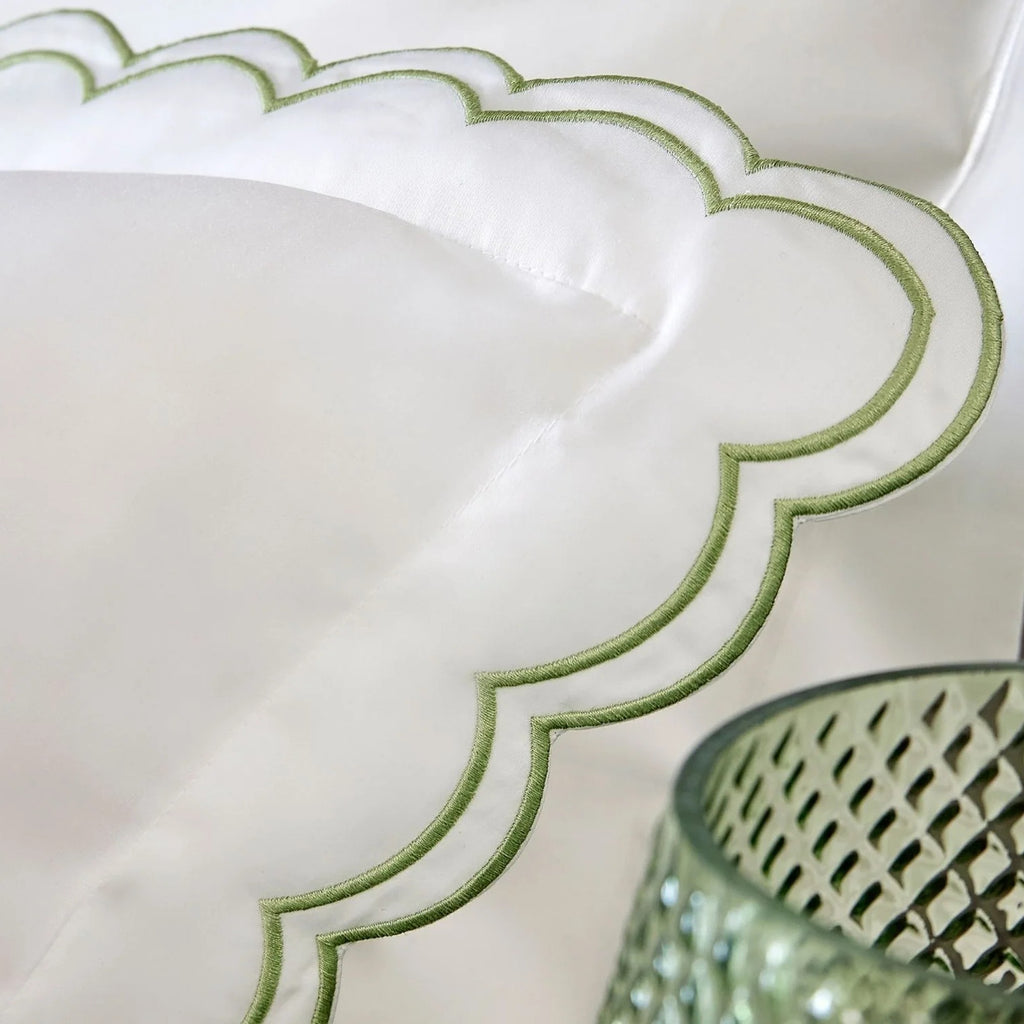 Christy "Scallop Edge" Duvet Cover Sets in Matcha
