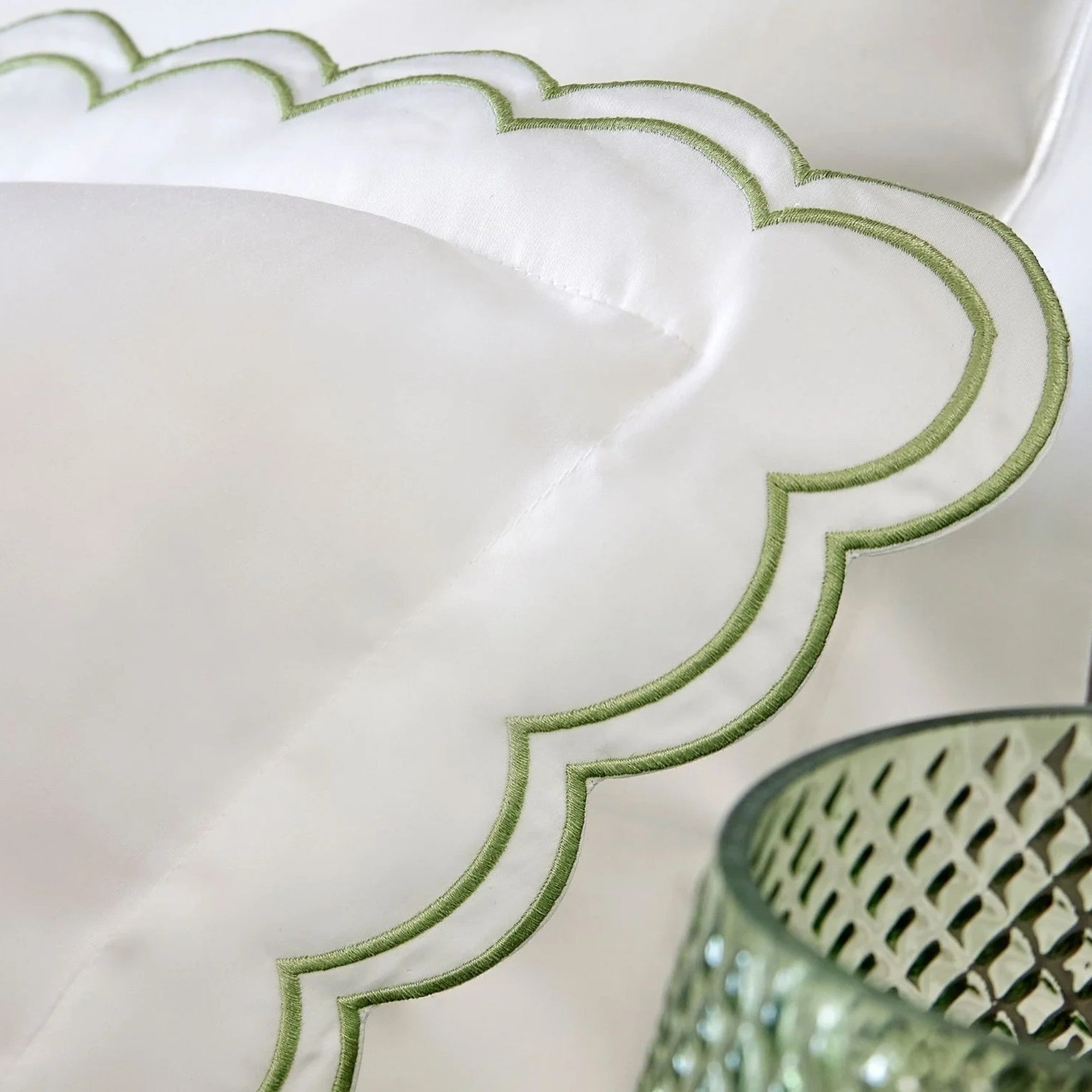 Christy "Scallop Edge" Duvet Cover Sets in Matcha