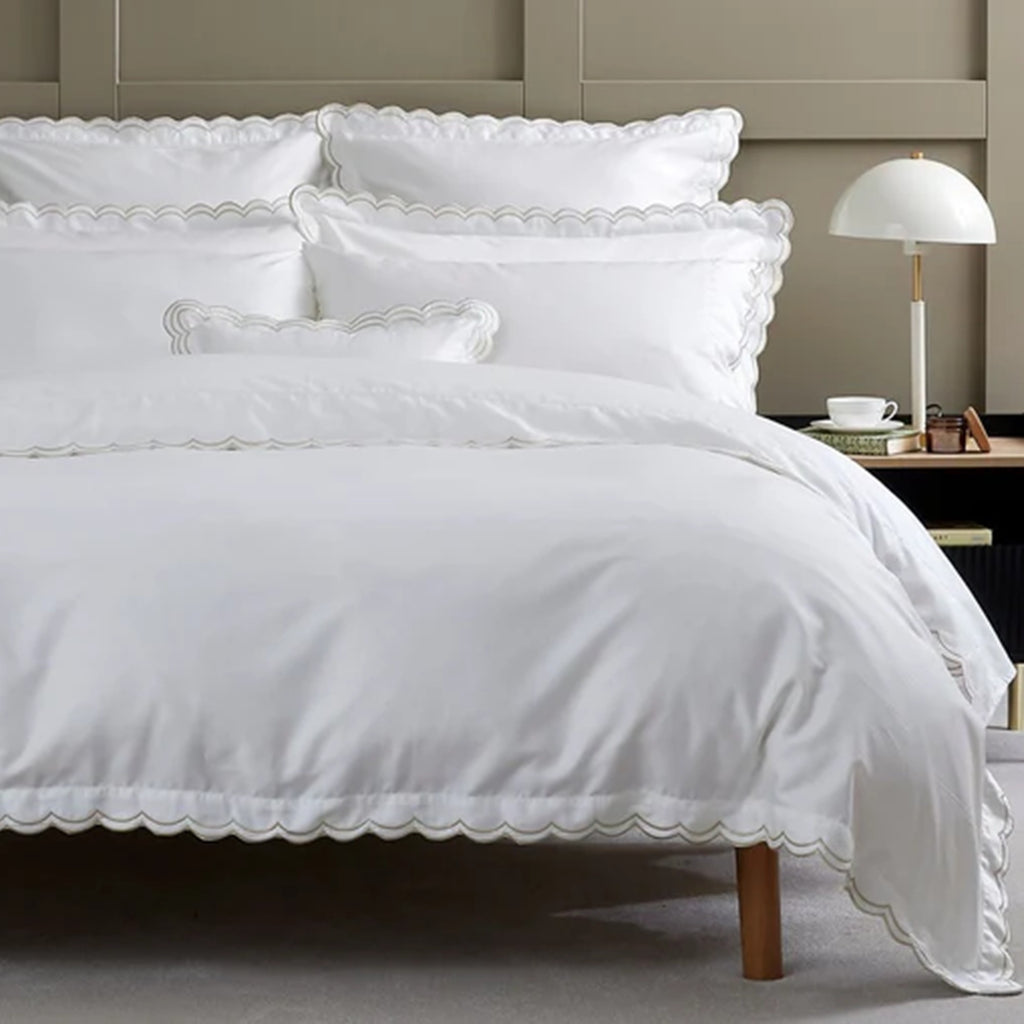 Christy "Scallop Edge" Duvet Cover Sets in Oyster