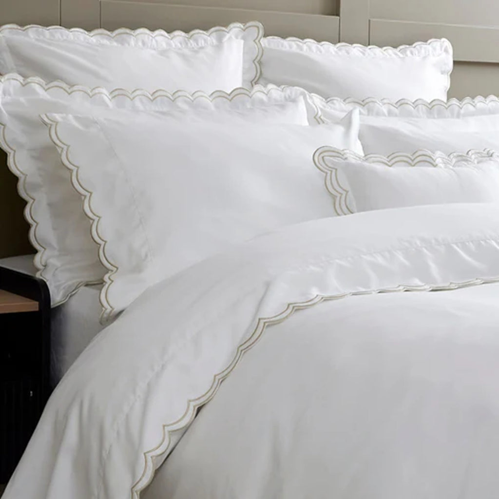 Christy "Scallop Edge" Duvet Cover Sets in Oyster