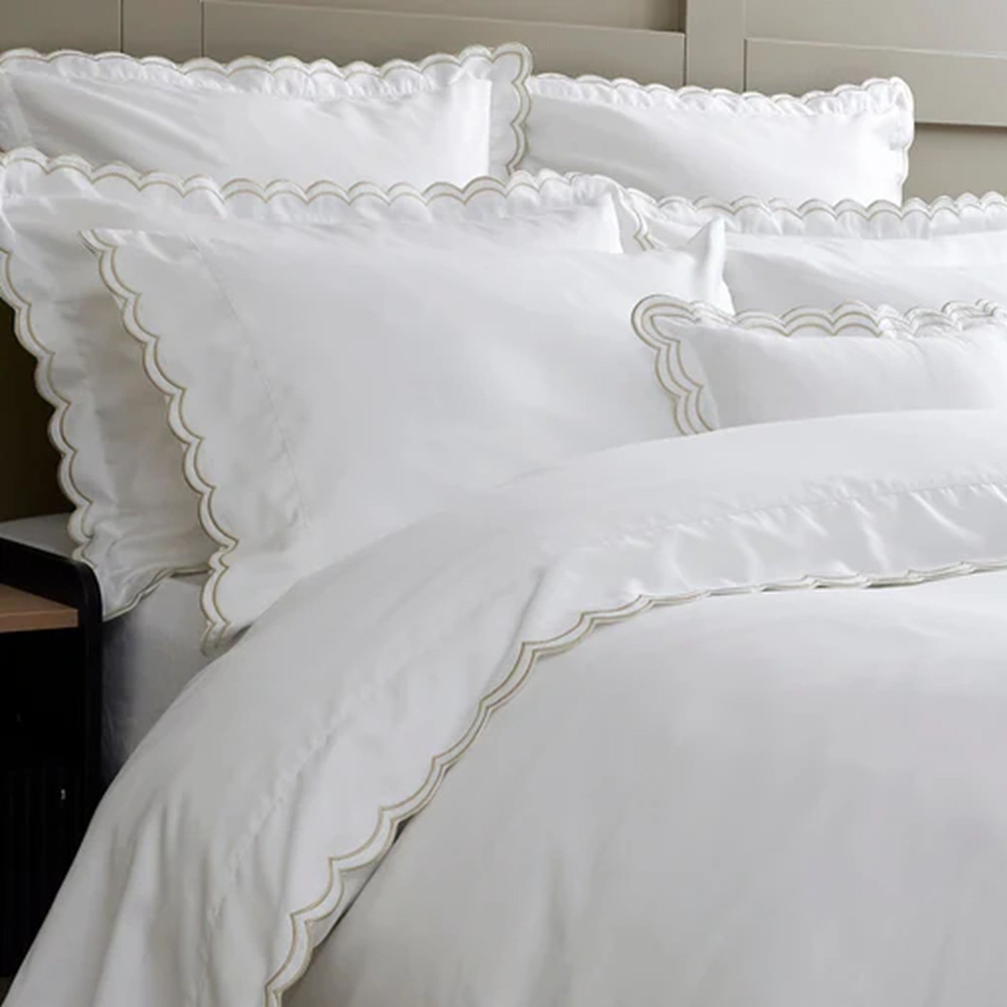 Christy "Scallop Edge" Duvet Cover Sets in Oyster