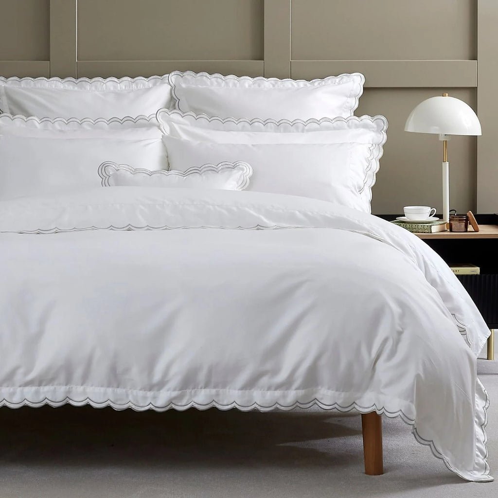 Christy "Scallop Edge" Duvet Cover Sets in Silver