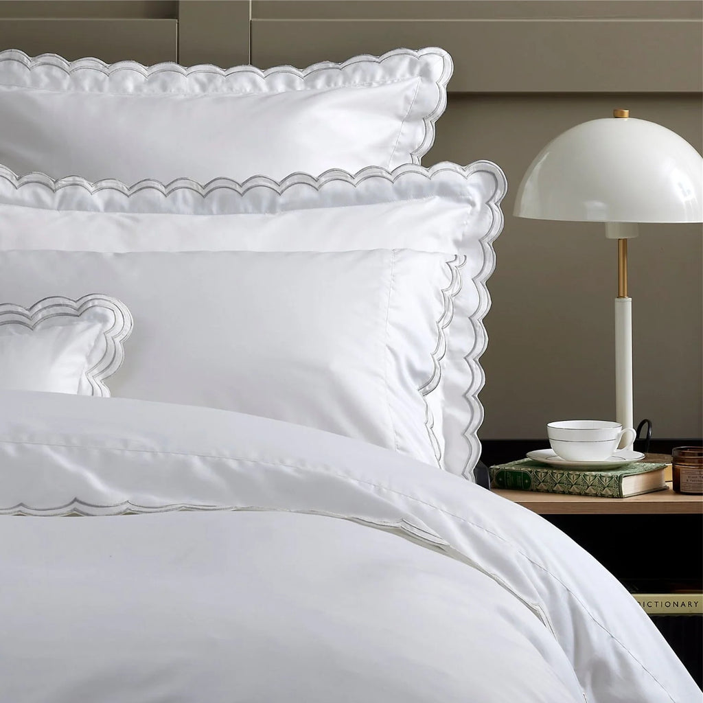 Christy "Scallop Edge" Duvet Cover Sets in Silver