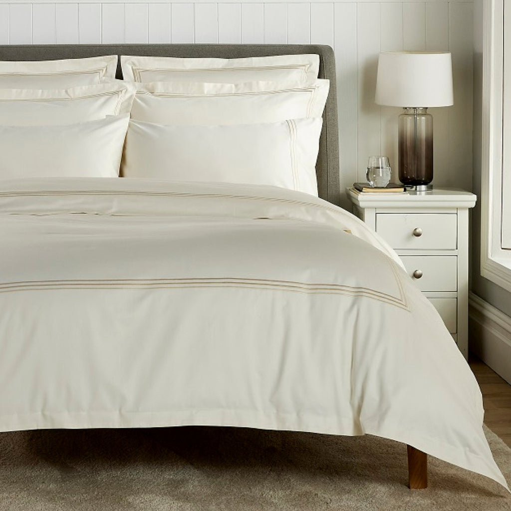 500TC Luxury Supima Bed Linen with Cream Triple Embroidery