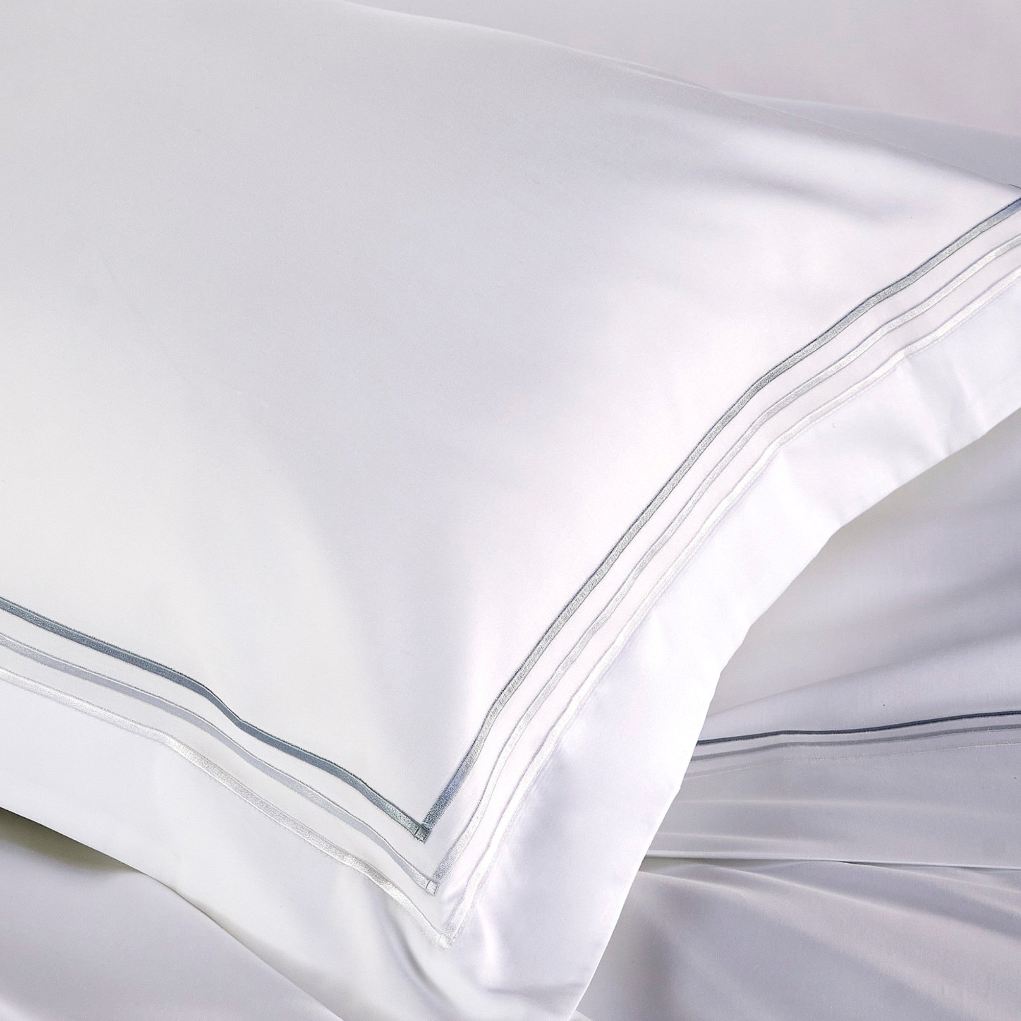 500TC Luxury Supima Bed Linen with Duck Egg Triple Embroidery