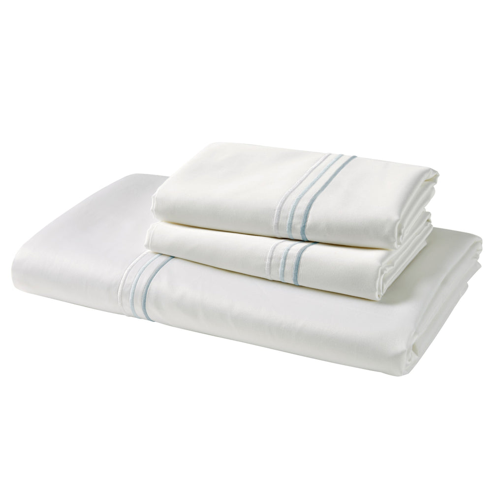 500TC Luxury Supima Bed Linen with Duck Egg Triple Embroidery