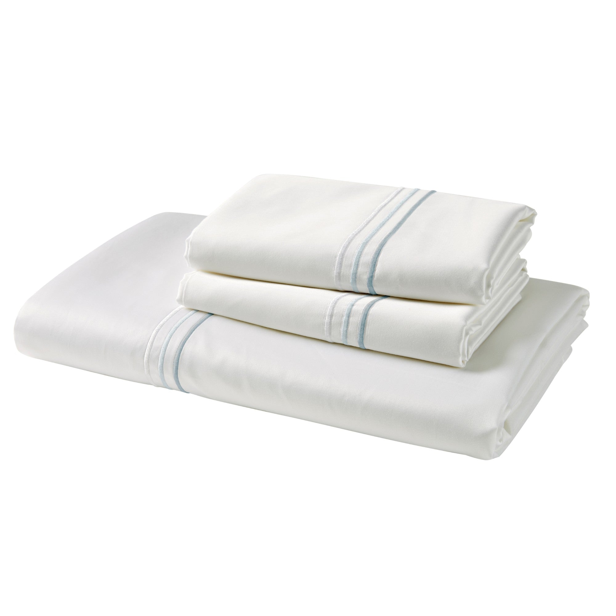 500TC Luxury Supima Bed Linen with Duck Egg Triple Embroidery