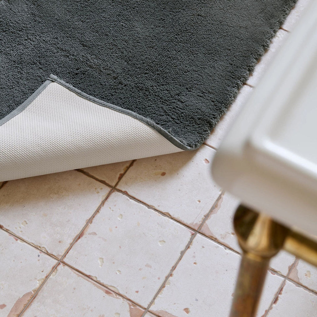 Deep Pile Rubber Back Tufted Bath Rug in Ash Grey