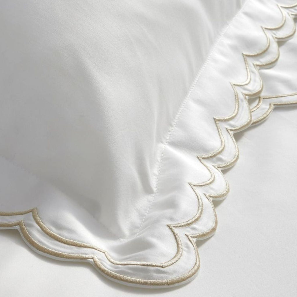 Scallop Edge Filled Cushion in Oyster