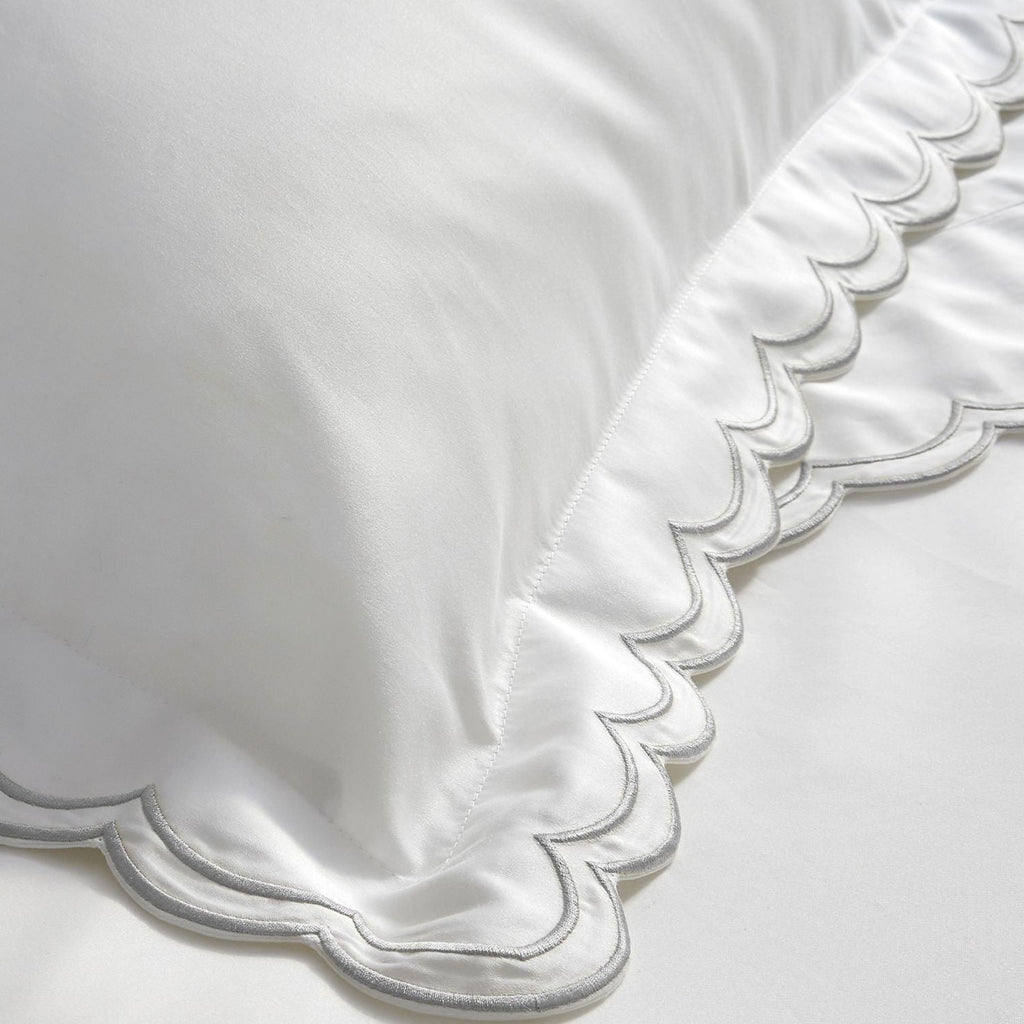 Scallop Edge Filled Cushion in Silver