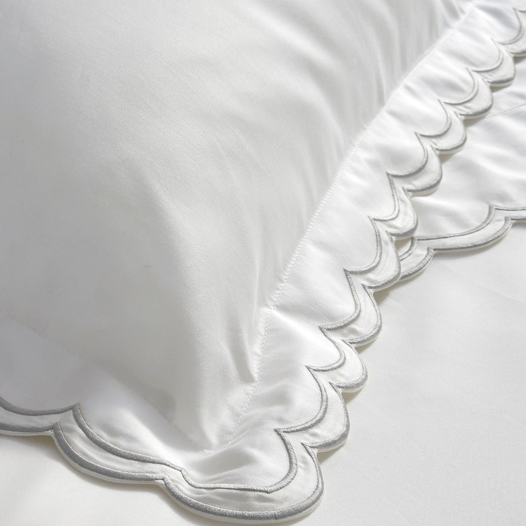 Scallop Edge Filled Cushion in Silver