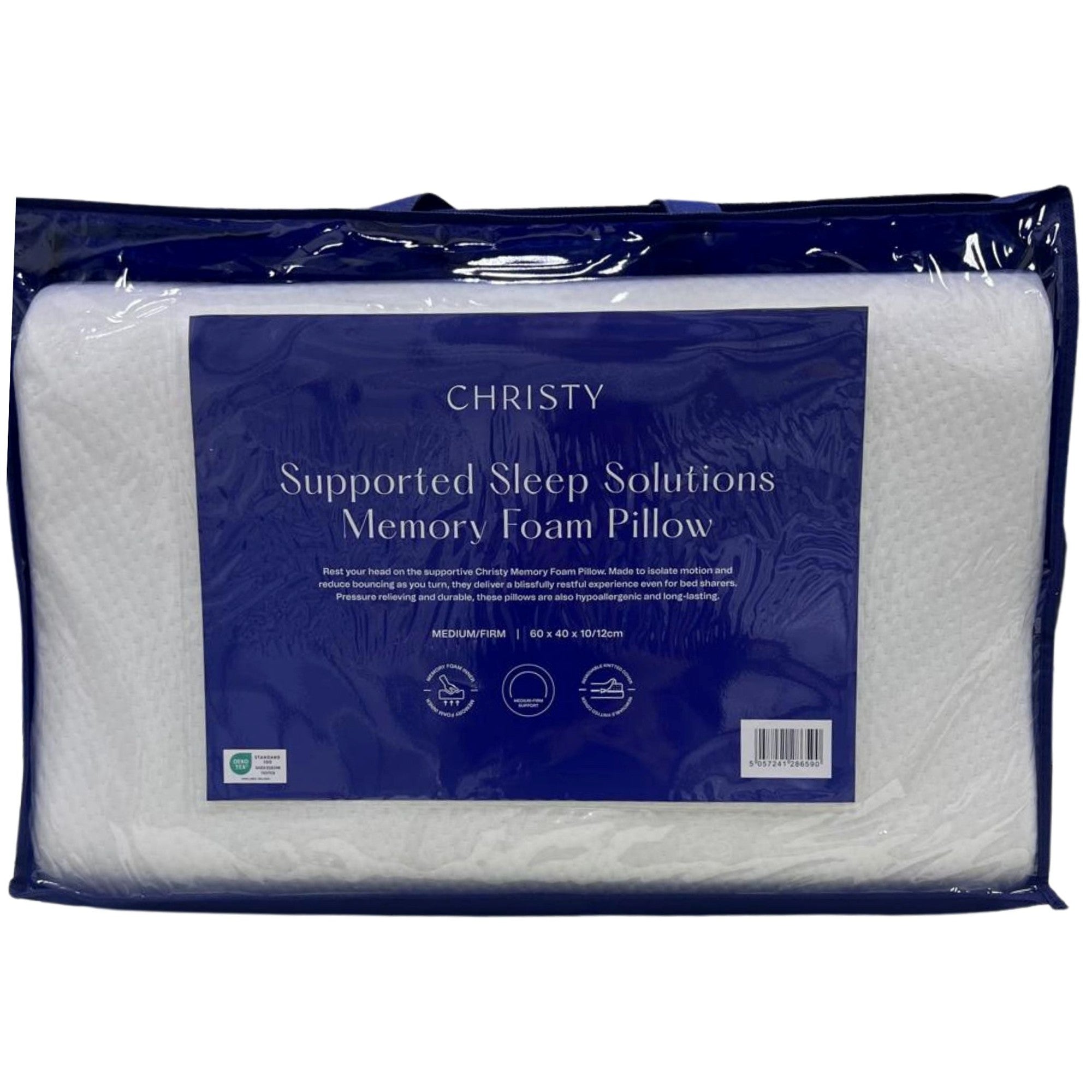 Supported Sleep Solution Memory Foam Pillow in White