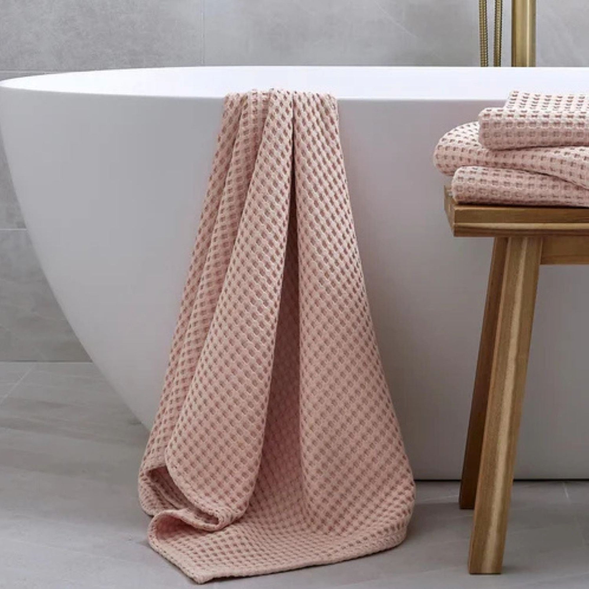 Christy "Waffle" Bath Towel Collections in Blush