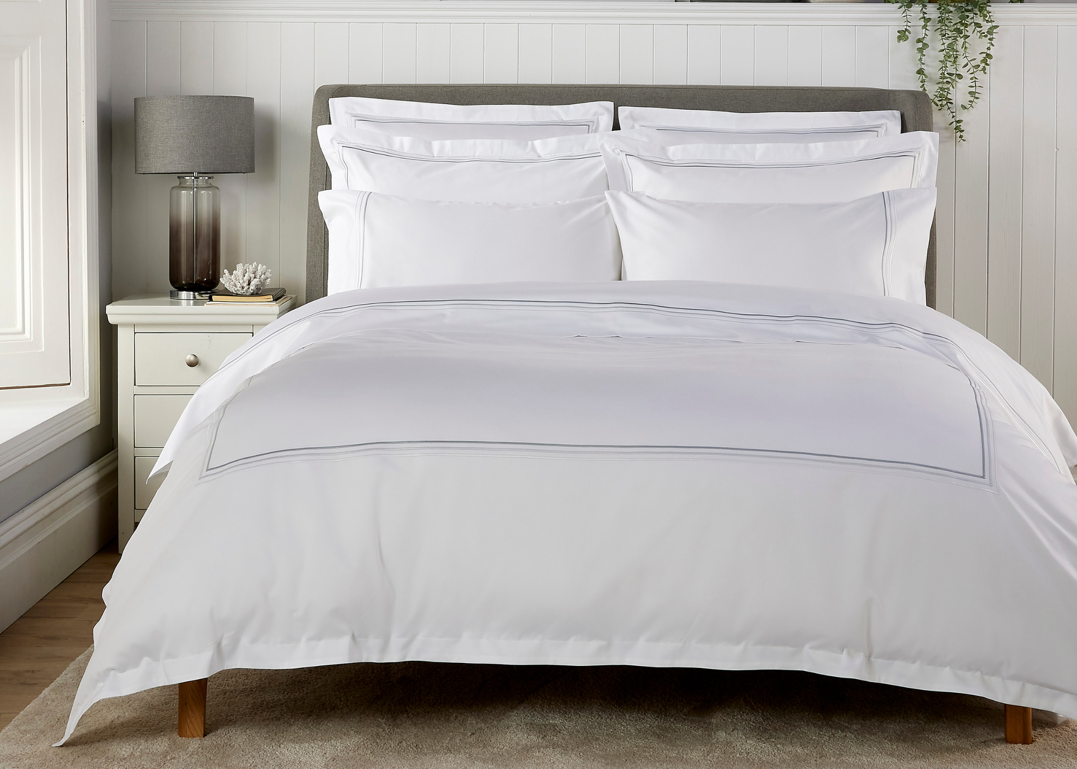 Christy "500TC Luxury Supima" Bed Linen with Duck Egg Triple Embroidery