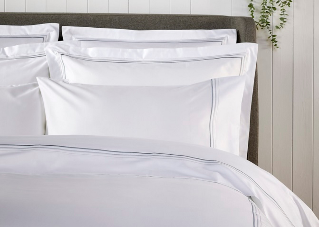Christy "500TC Luxury Supima" Bed Linen with Duck Egg Triple Embroidery
