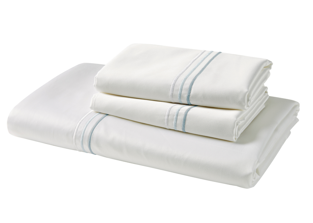 Christy "500TC Luxury Supima" Bed Linen with Duck Egg Triple Embroidery