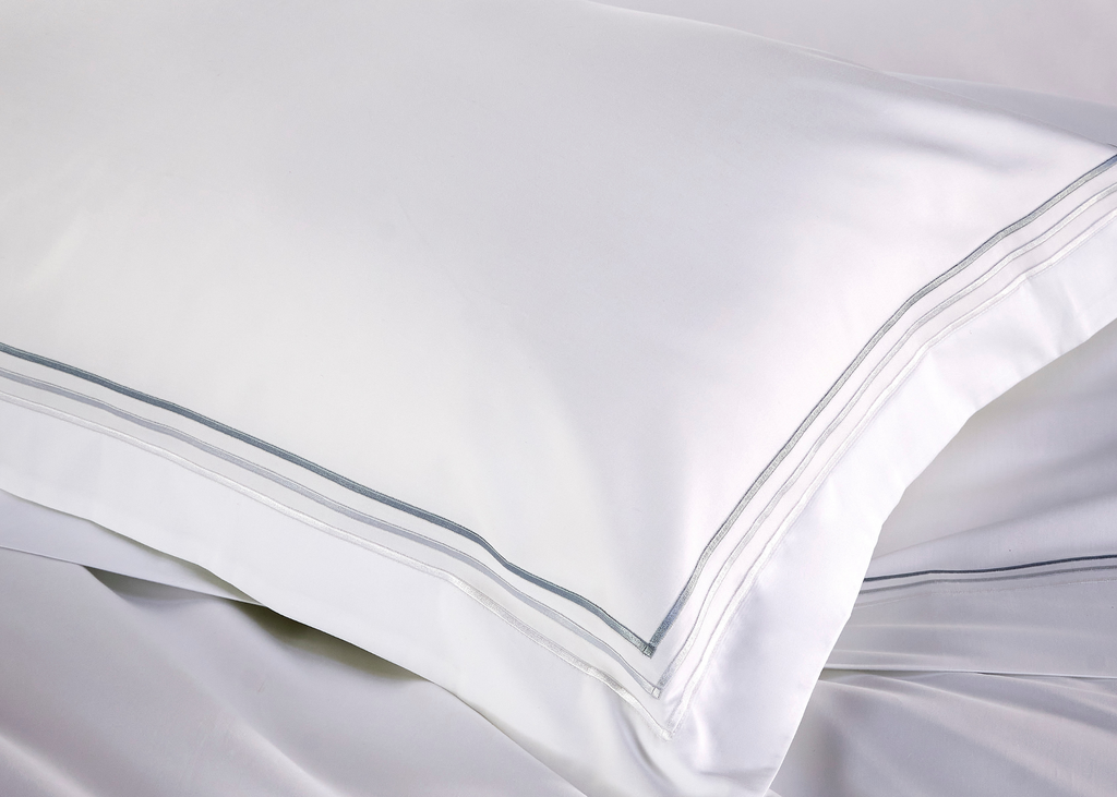 Christy "500TC Luxury Supima" Bed Linen with Duck Egg Triple Embroidery