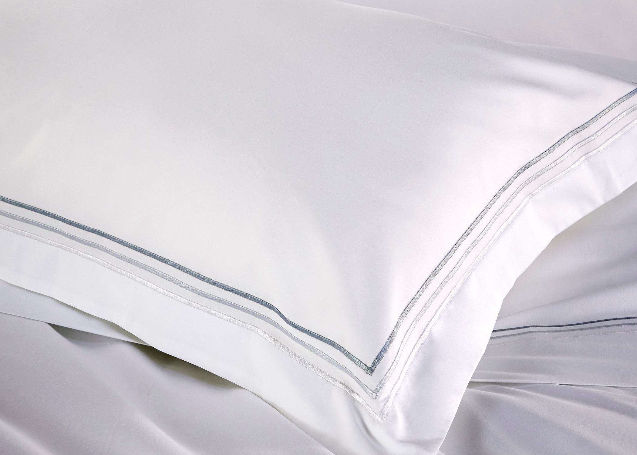 Christy "500TC Luxury Supima" Bed Linen with Duck Egg Triple Embroidery