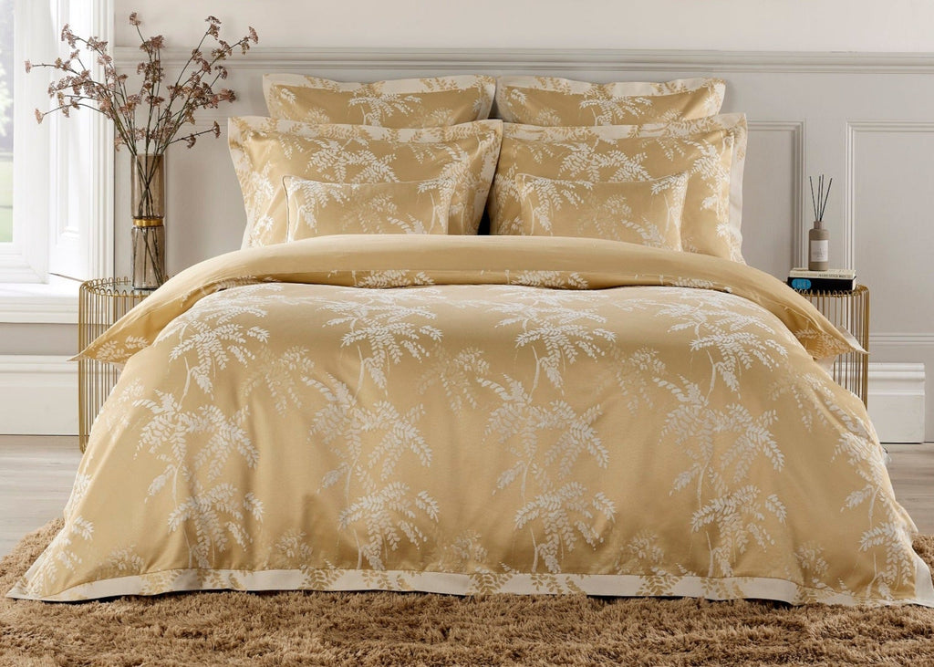 Christy "Holkham" Jacquard Comforter Sets in Wheat (Gold)