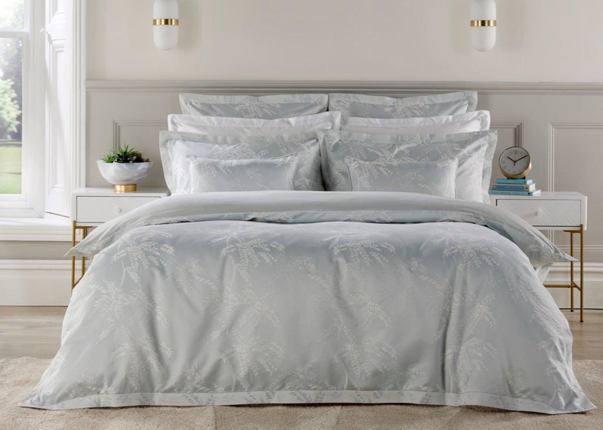 Christy "Holkham" Jacquard Comforter Sets in Duck Egg
