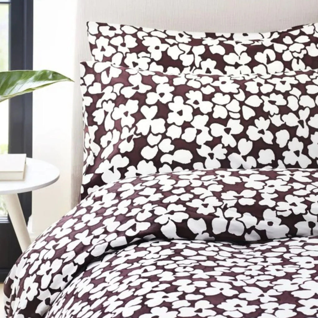 Jasper Conran "Abstract Floral Print" Duvet Cover Set in Chocolate