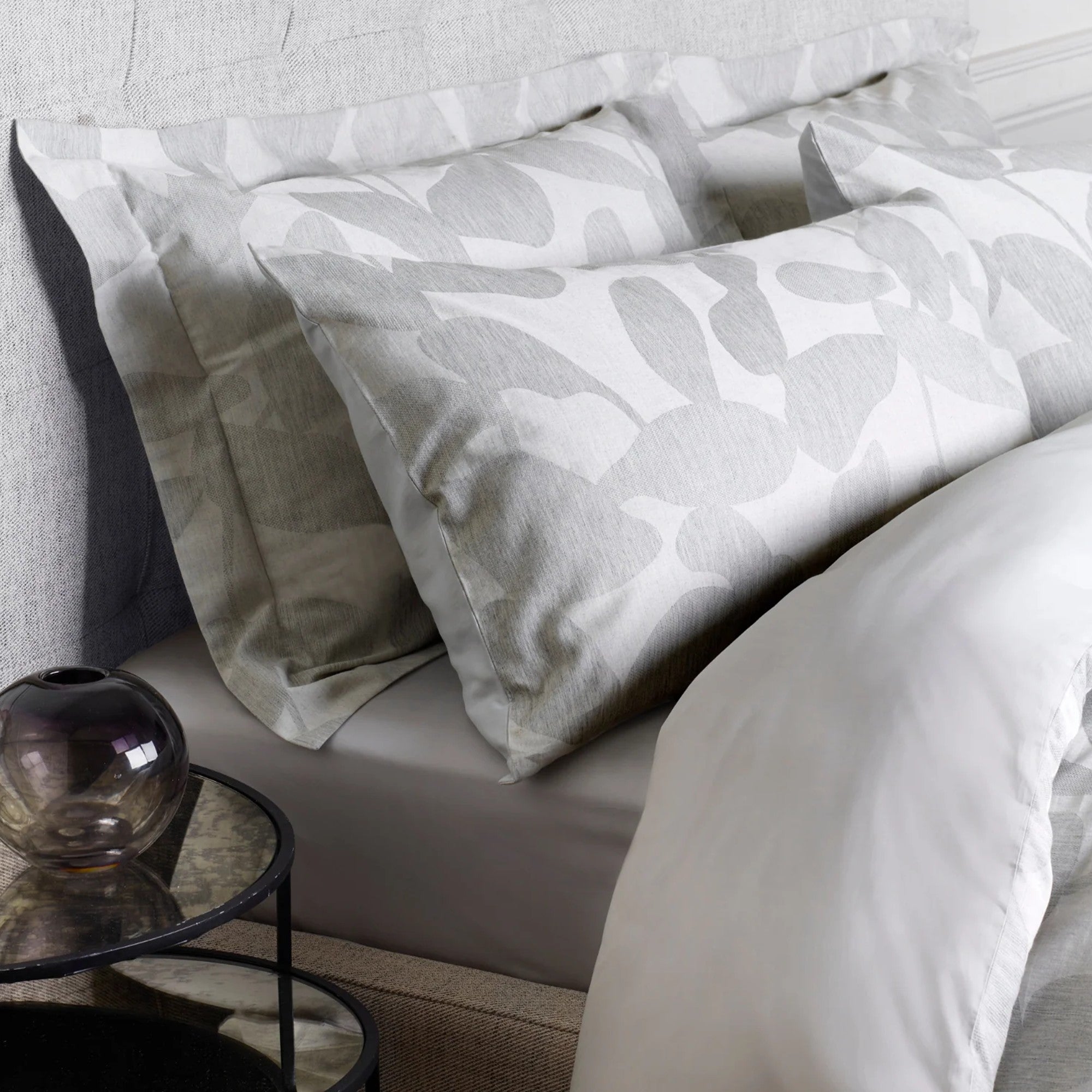 Jasper Conran "Abstract Leaf" Duvet Cover Set in Melange Grey