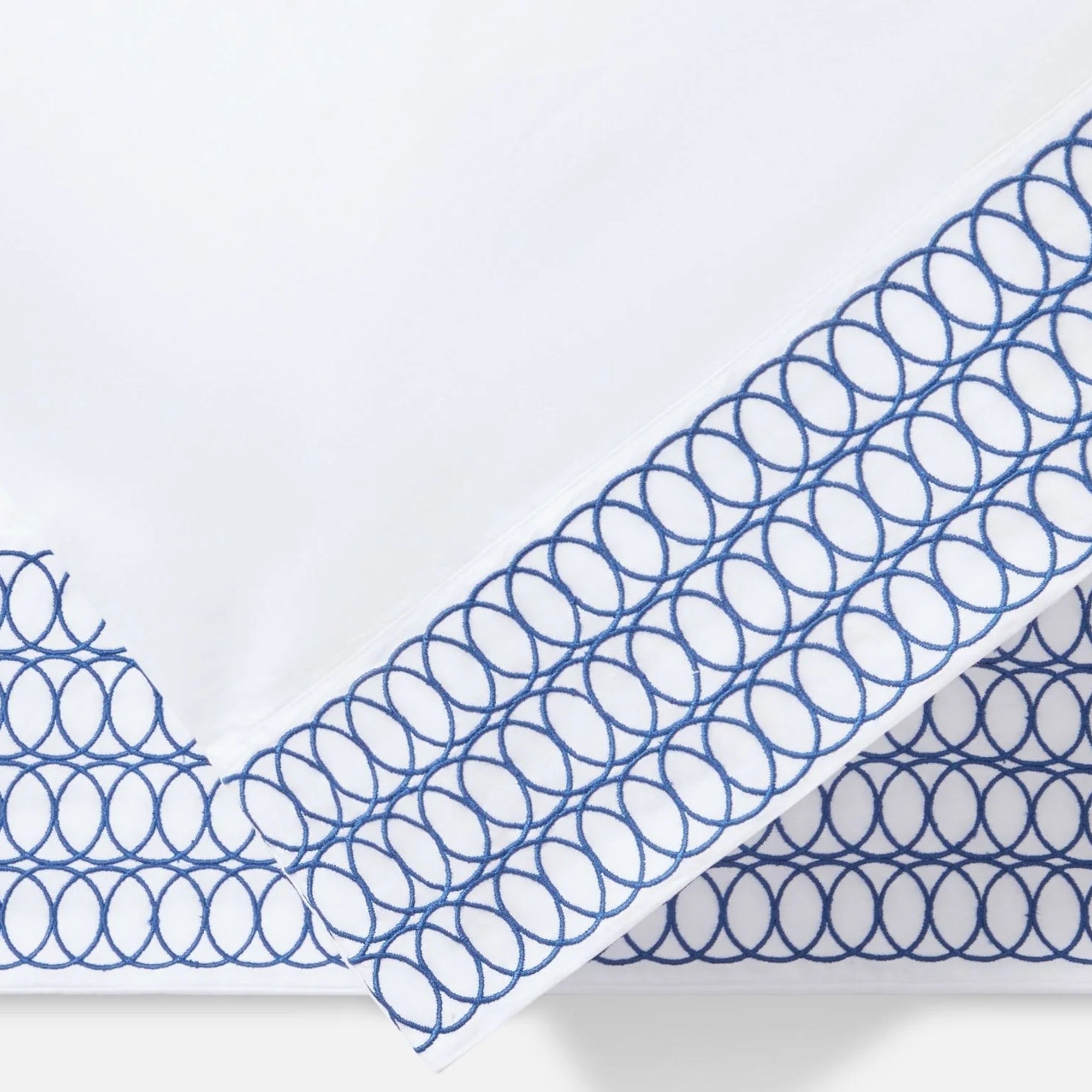 Jasper Conran "Circles Embroidered Border" Duvet Cover in White-True Blue