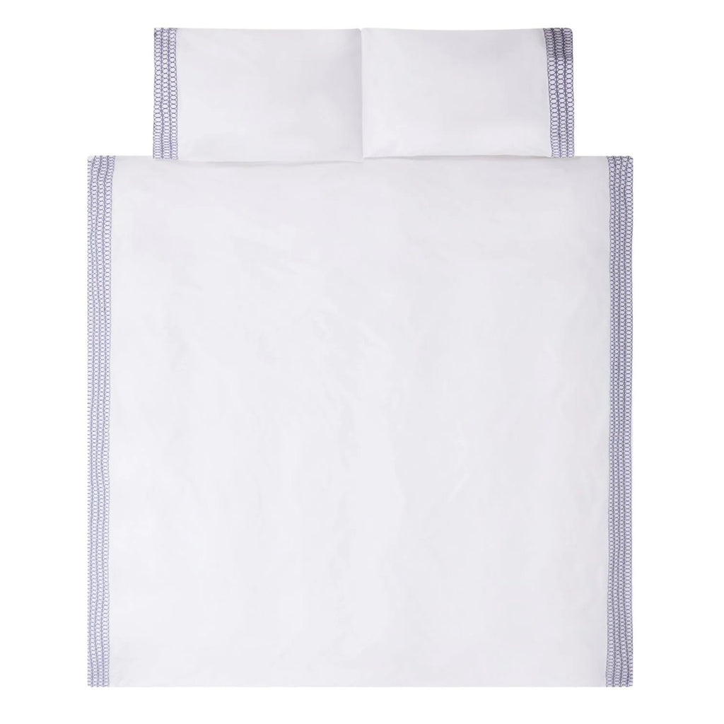 Jasper Conran "Circles Embroidered Border" Duvet Cover in White-True Blue