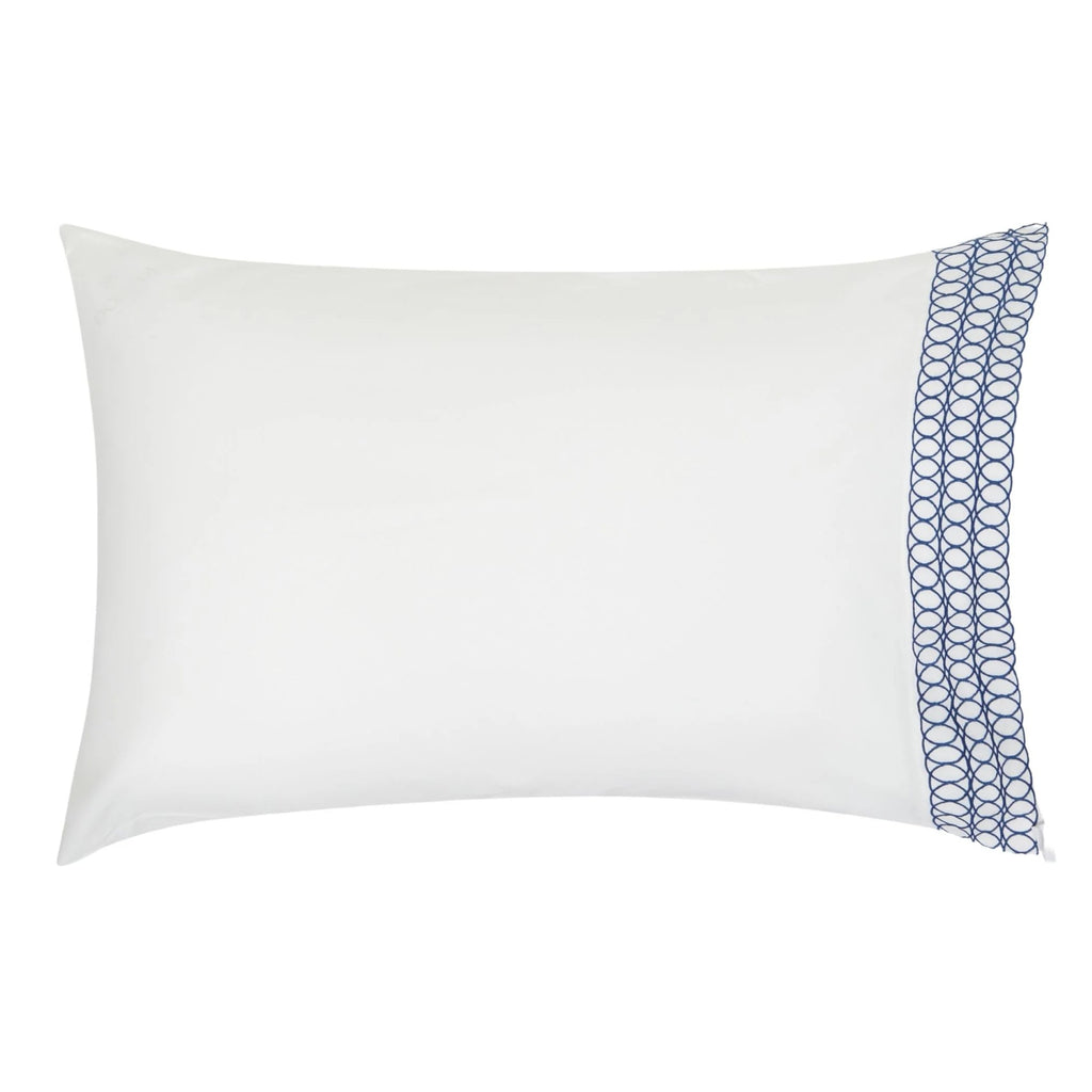 Jasper Conran "Circles Embroidered Border" Duvet Cover in White-True Blue