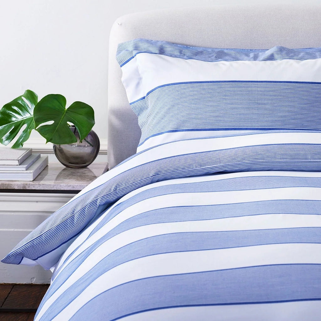 Jasper Conran "Dyed Jacquard" Duvet Cover Set in Blue Pinstripe