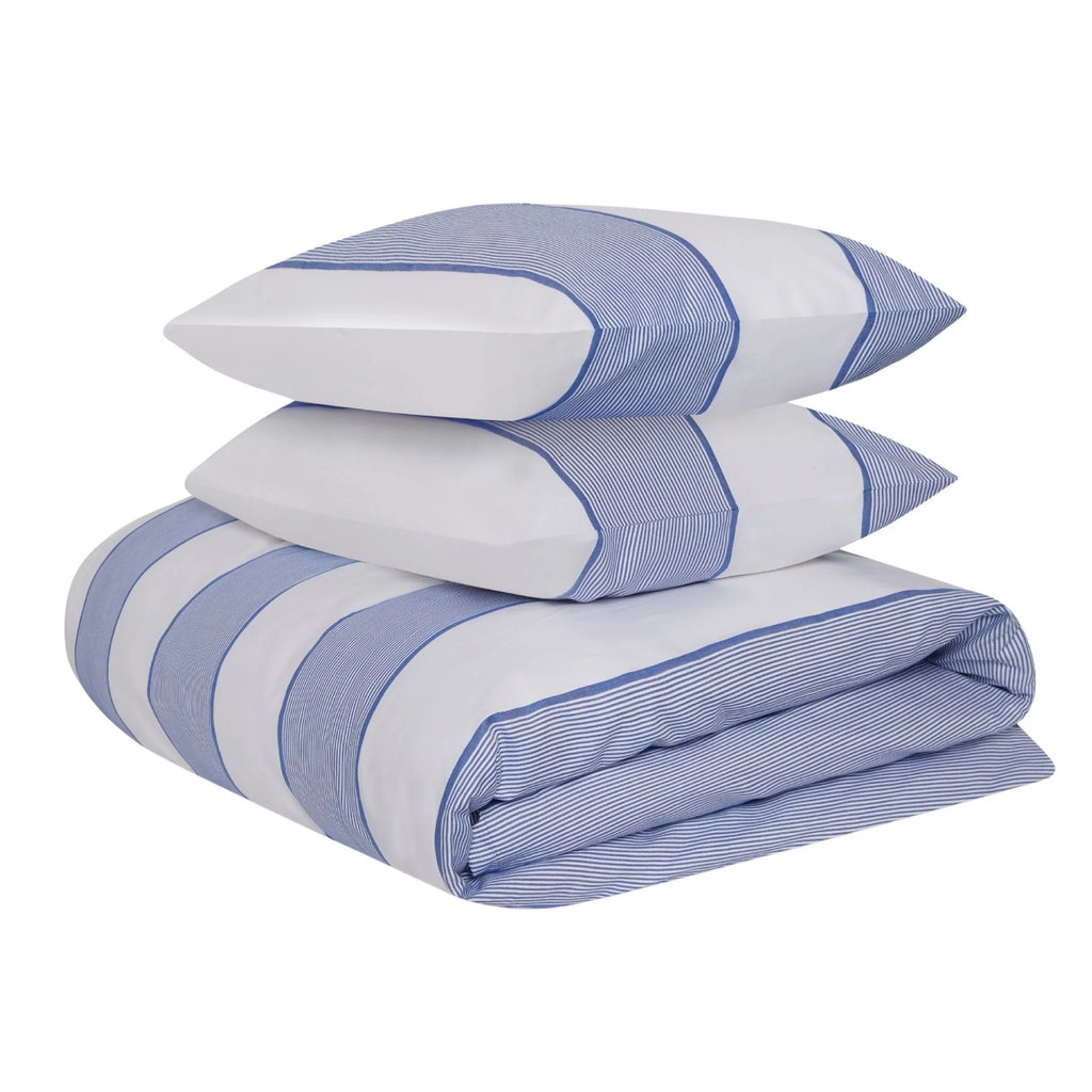 Jasper Conran "Dyed Jacquard" Duvet Cover Set in Blue Pinstripe