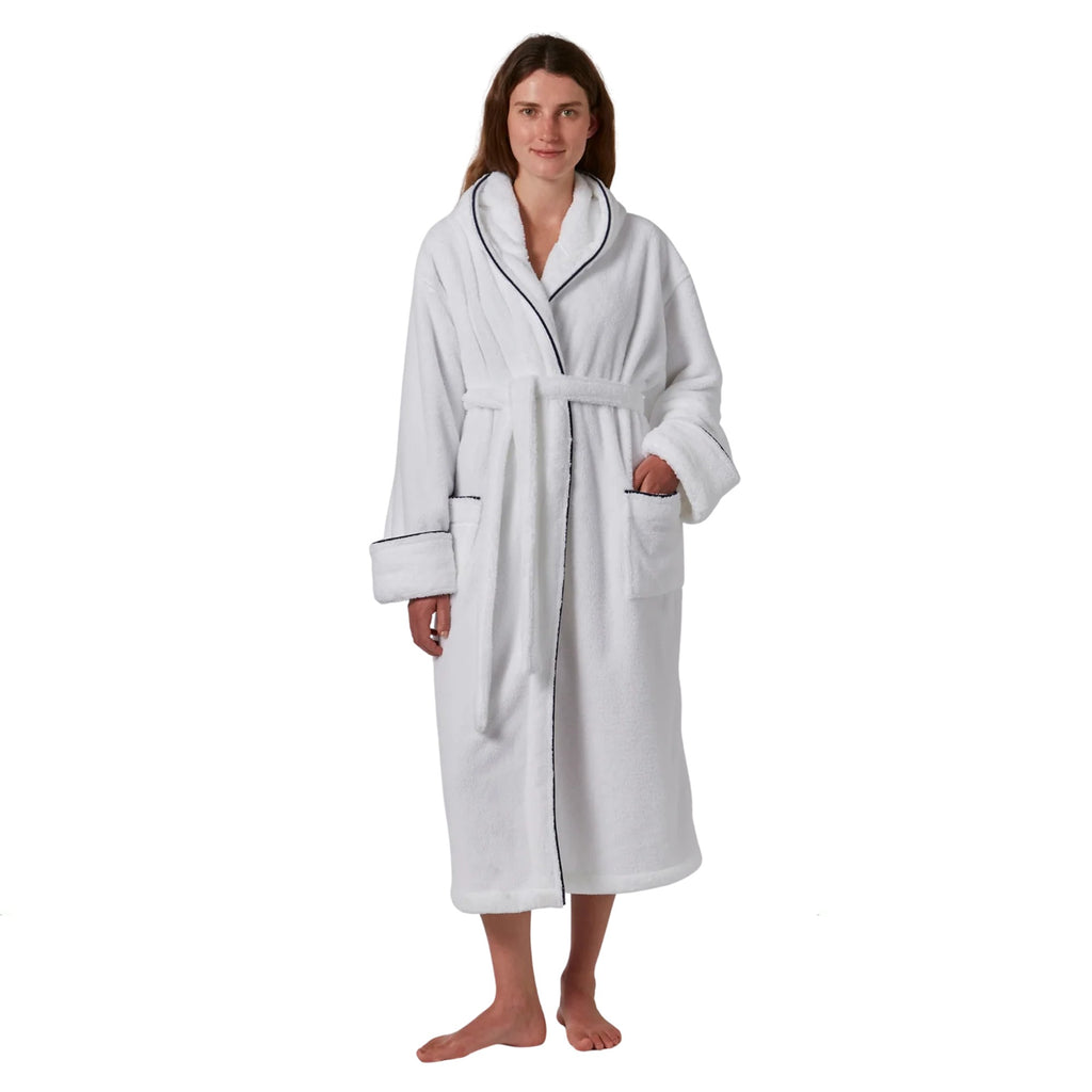 Jasper Conran "Microfibre" Bath Robe with Piping in White