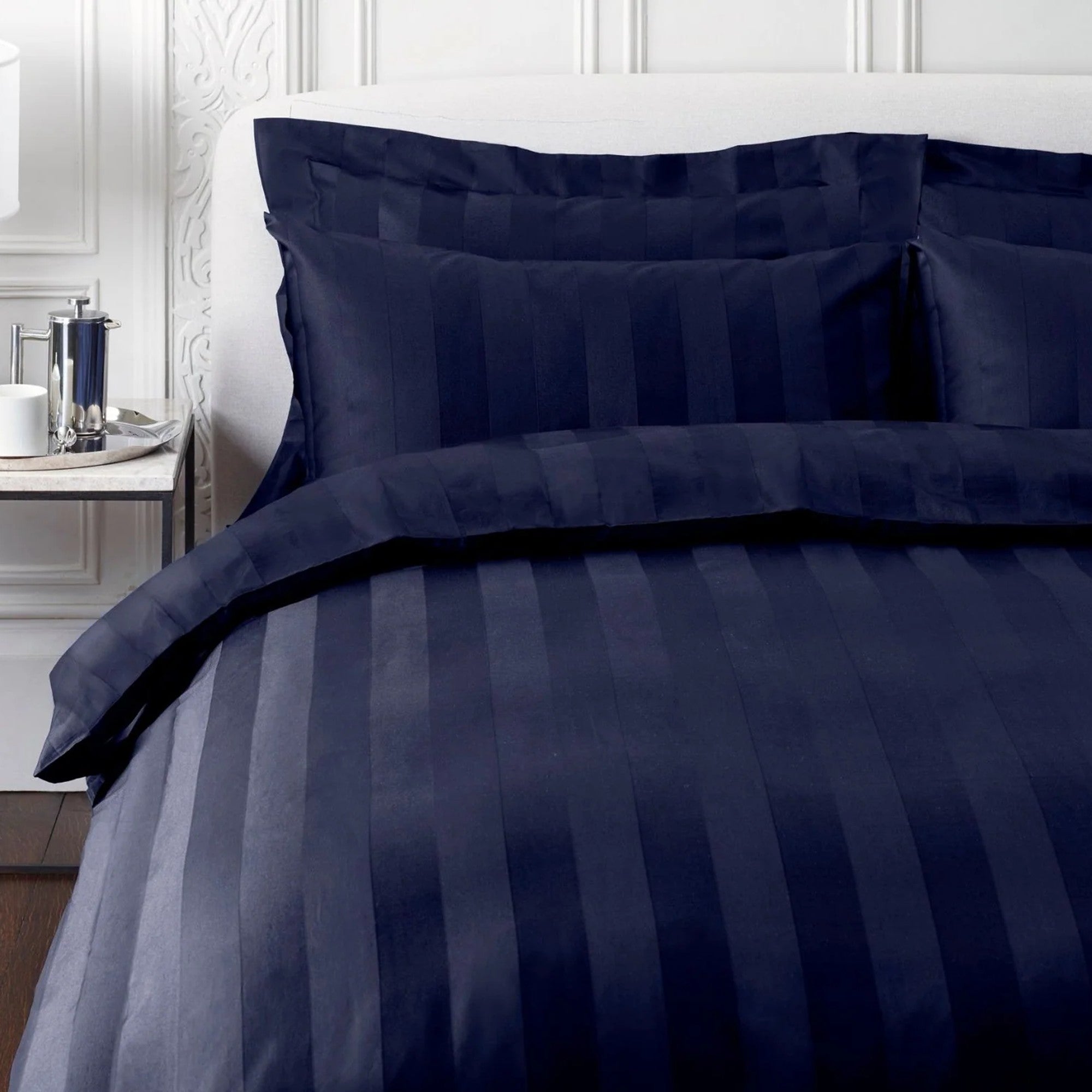 Jasper Conran "Satin Stripe" 500 Thread Count Duvet Cover in Navy