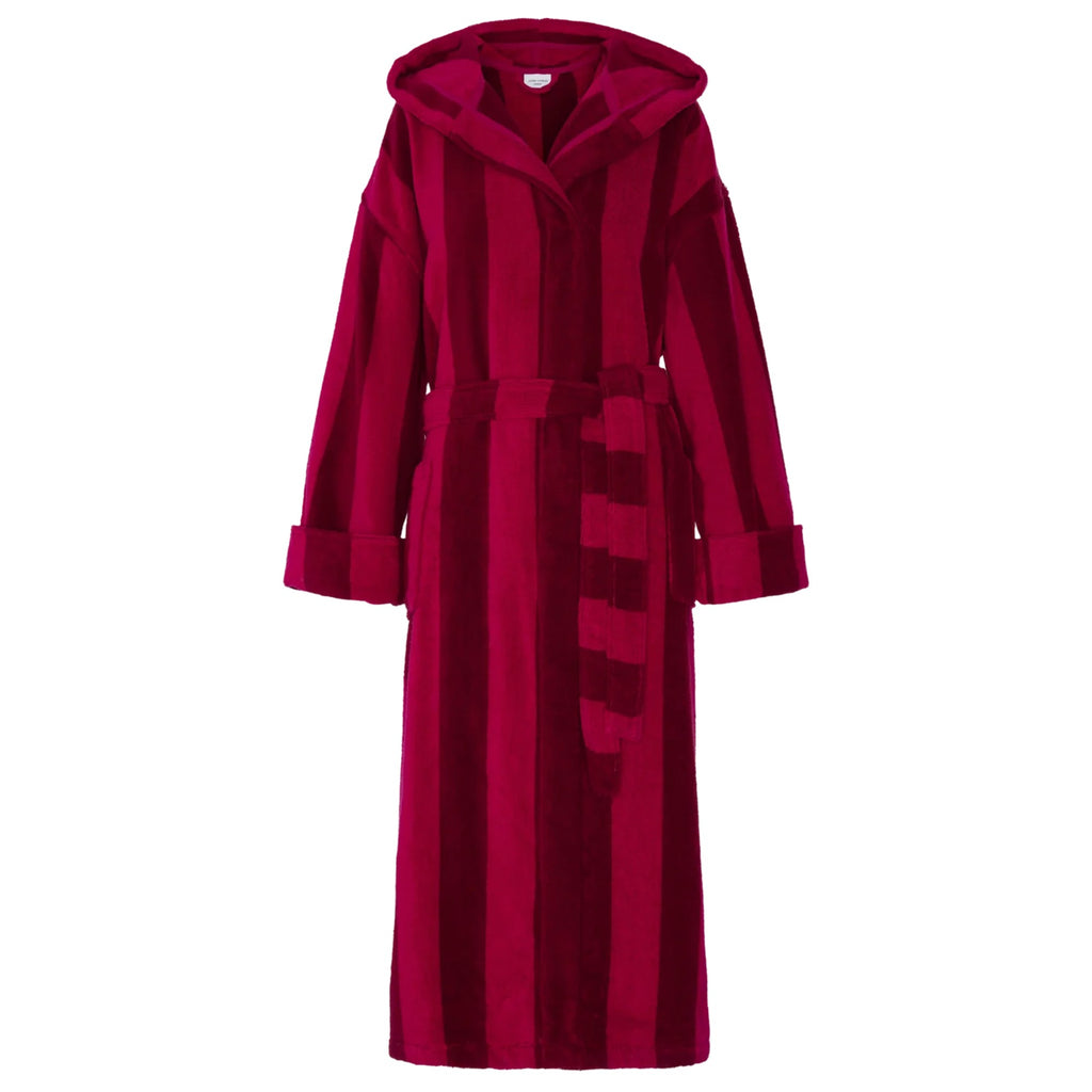 Jasper Conran "Stripe Hooded Robe" in Burgundy