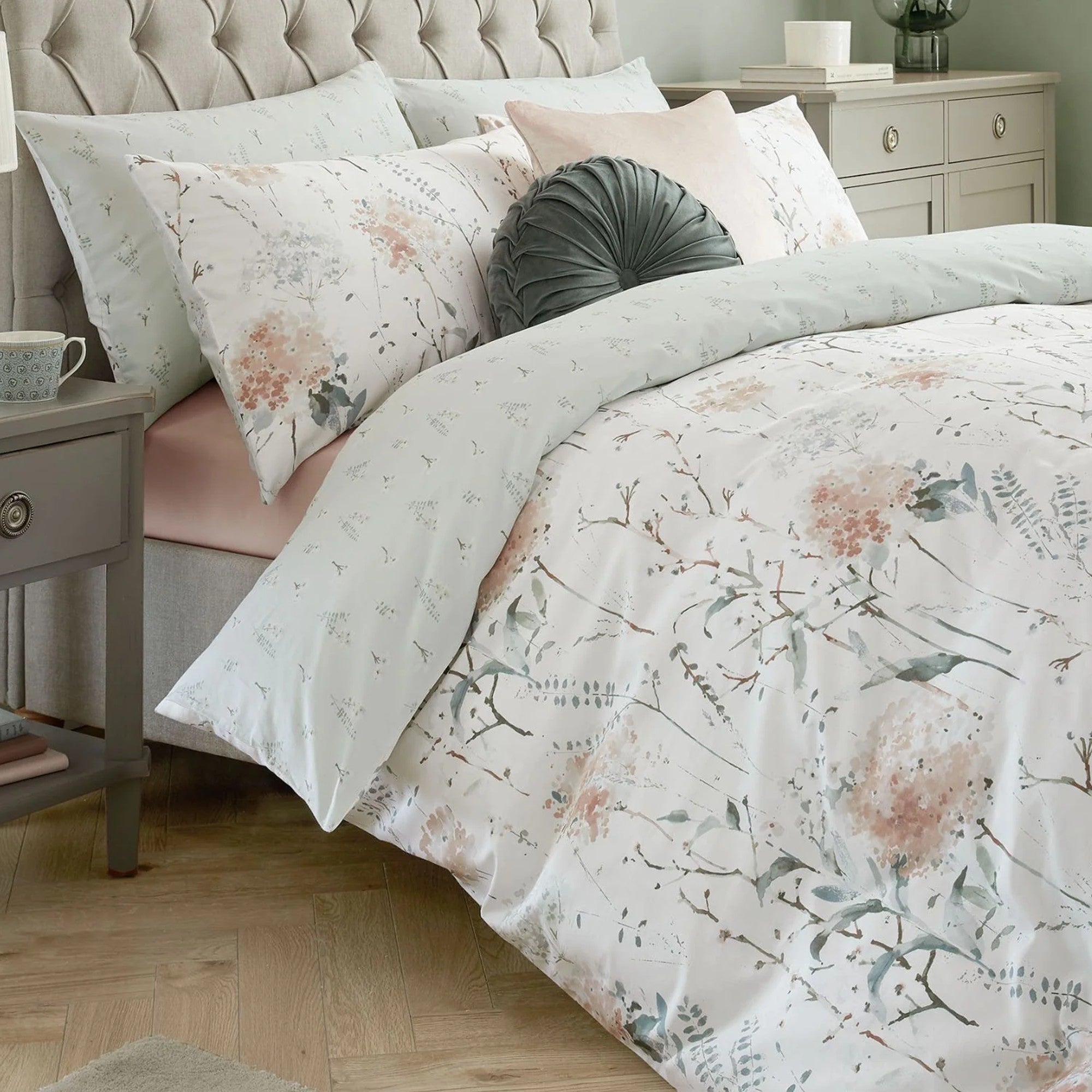 Laura Ashley "Pallington Bloom" Duvet Cover Set in Plaster Pink