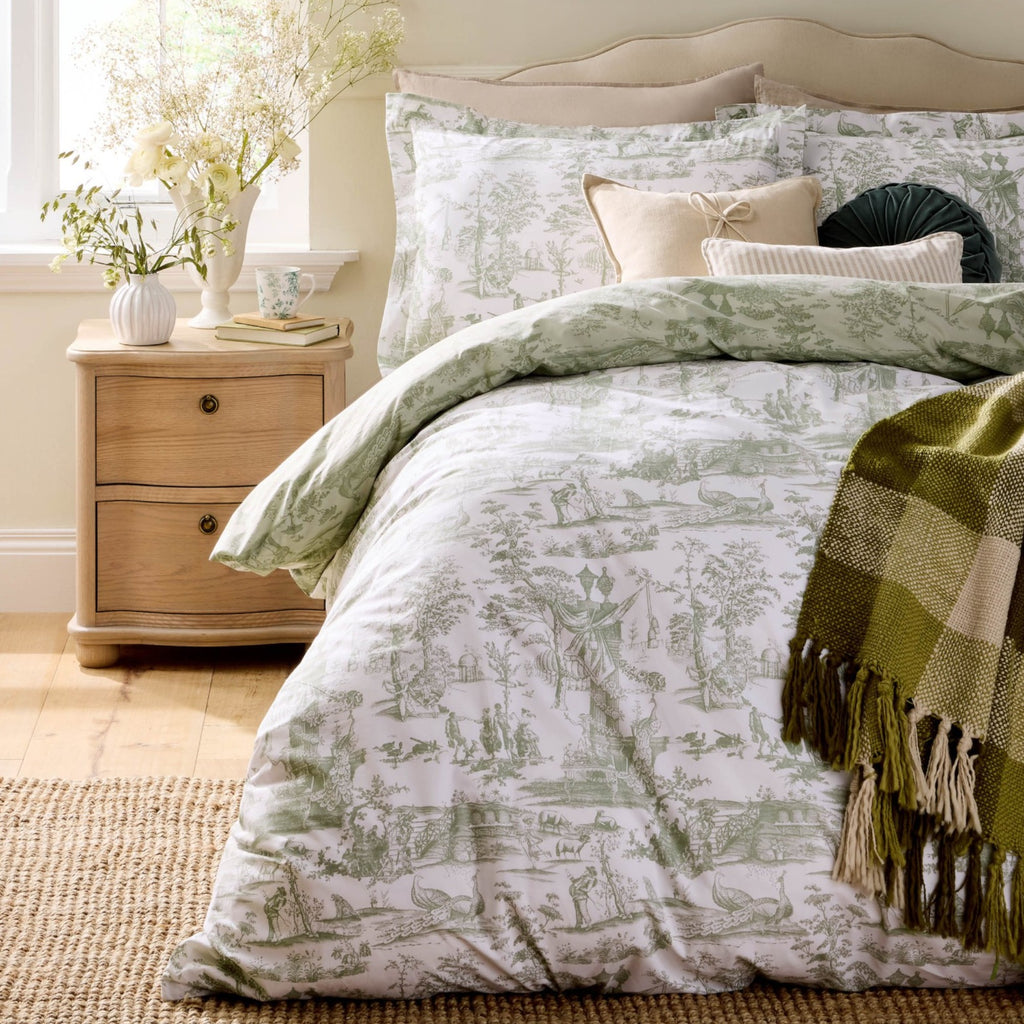 Braysmith Toile Duvet Cover Set in Olive Green