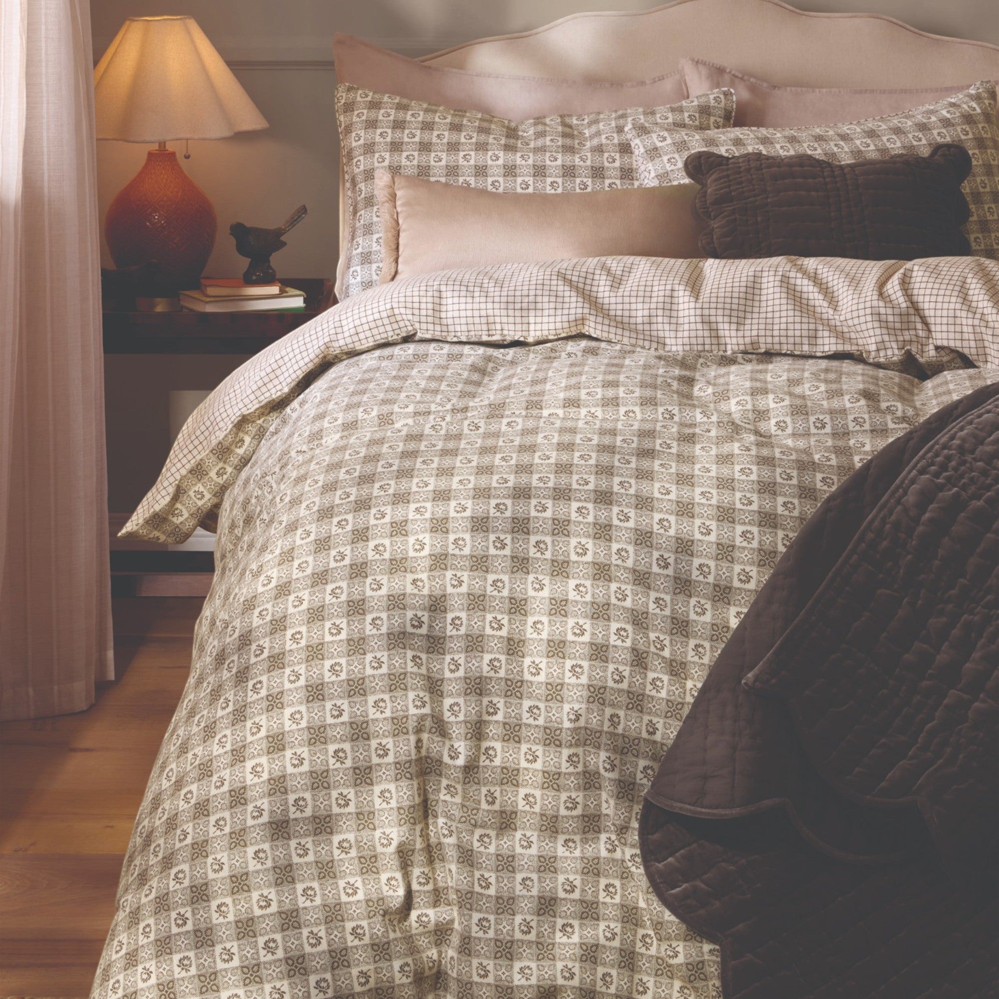 Hartley Check Duvet Cover Set in Dark Truffle Brown