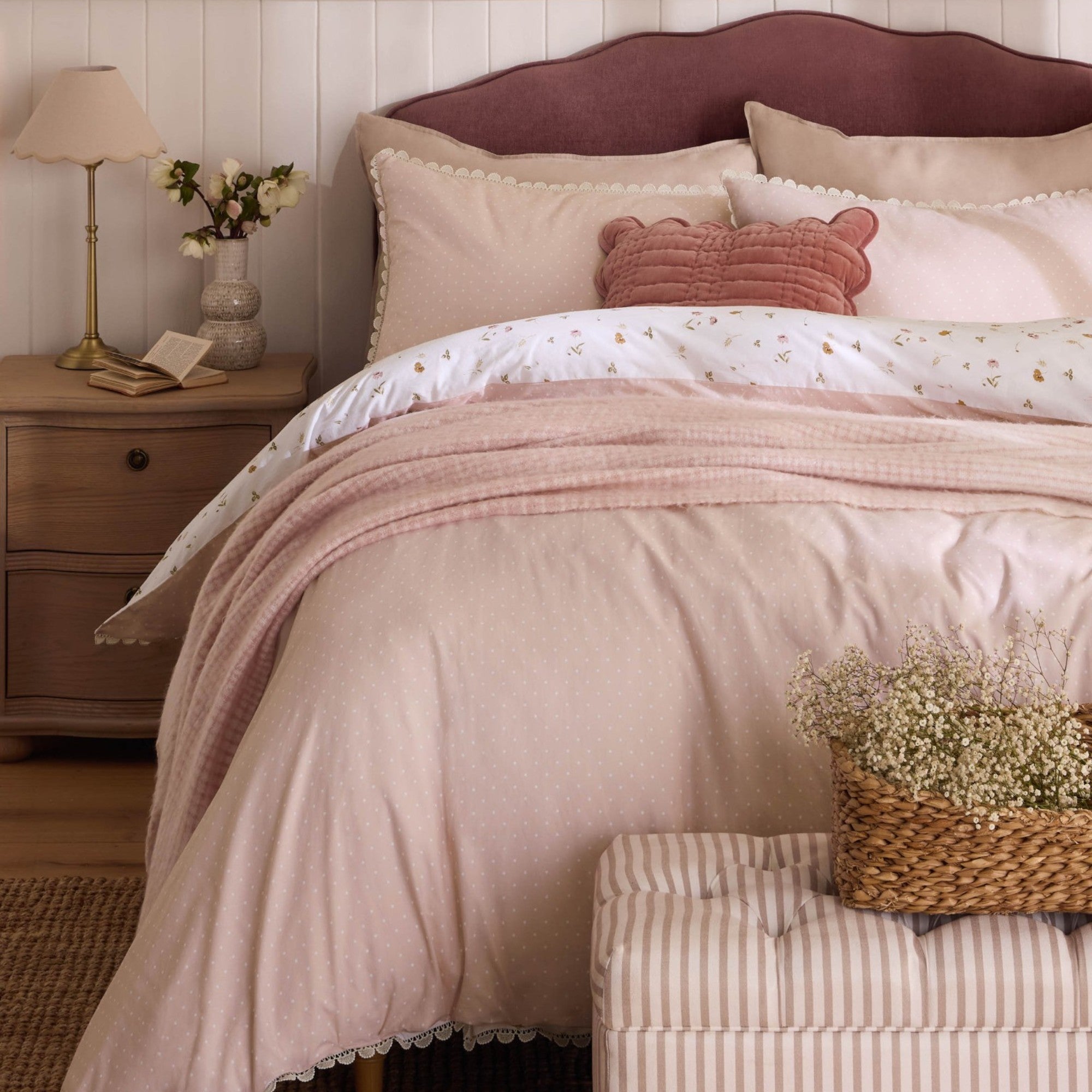 Neve Floral Duvet Cover Set in Plaster Pink
