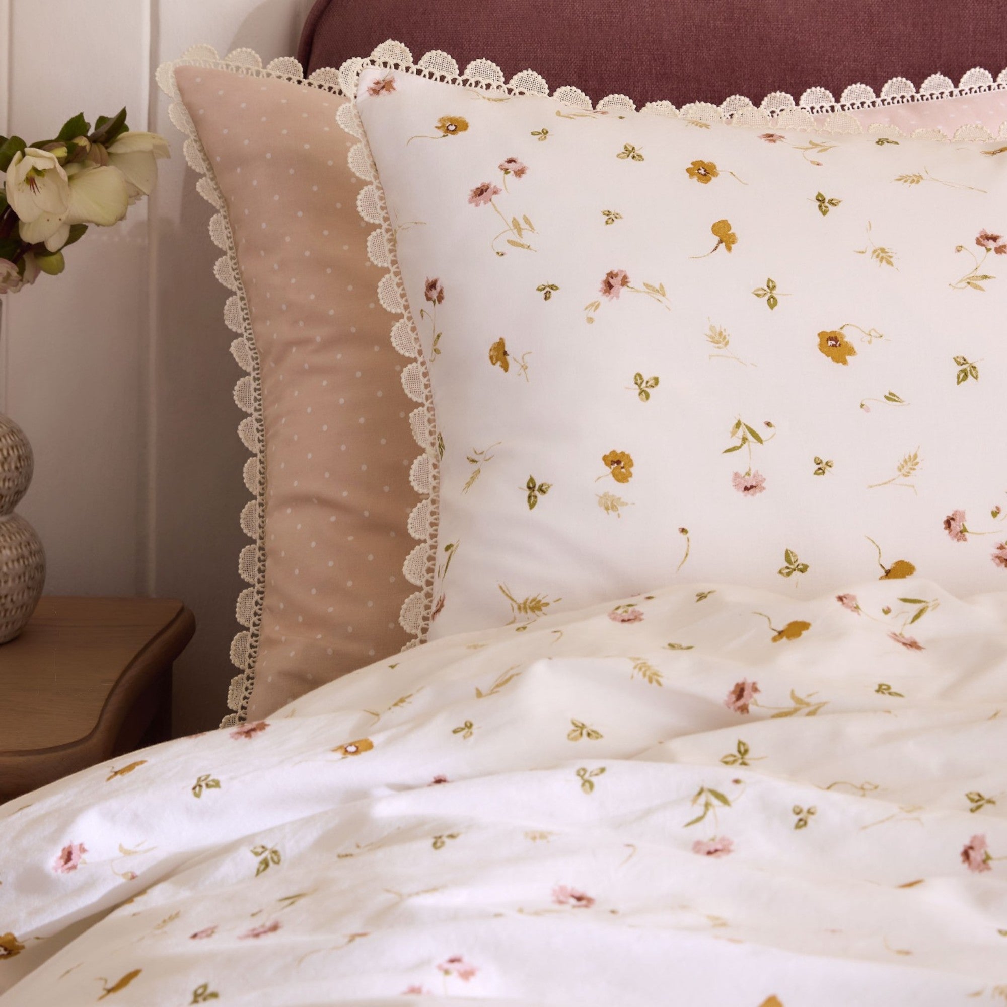 Neve Floral Duvet Cover Set in Plaster Pink