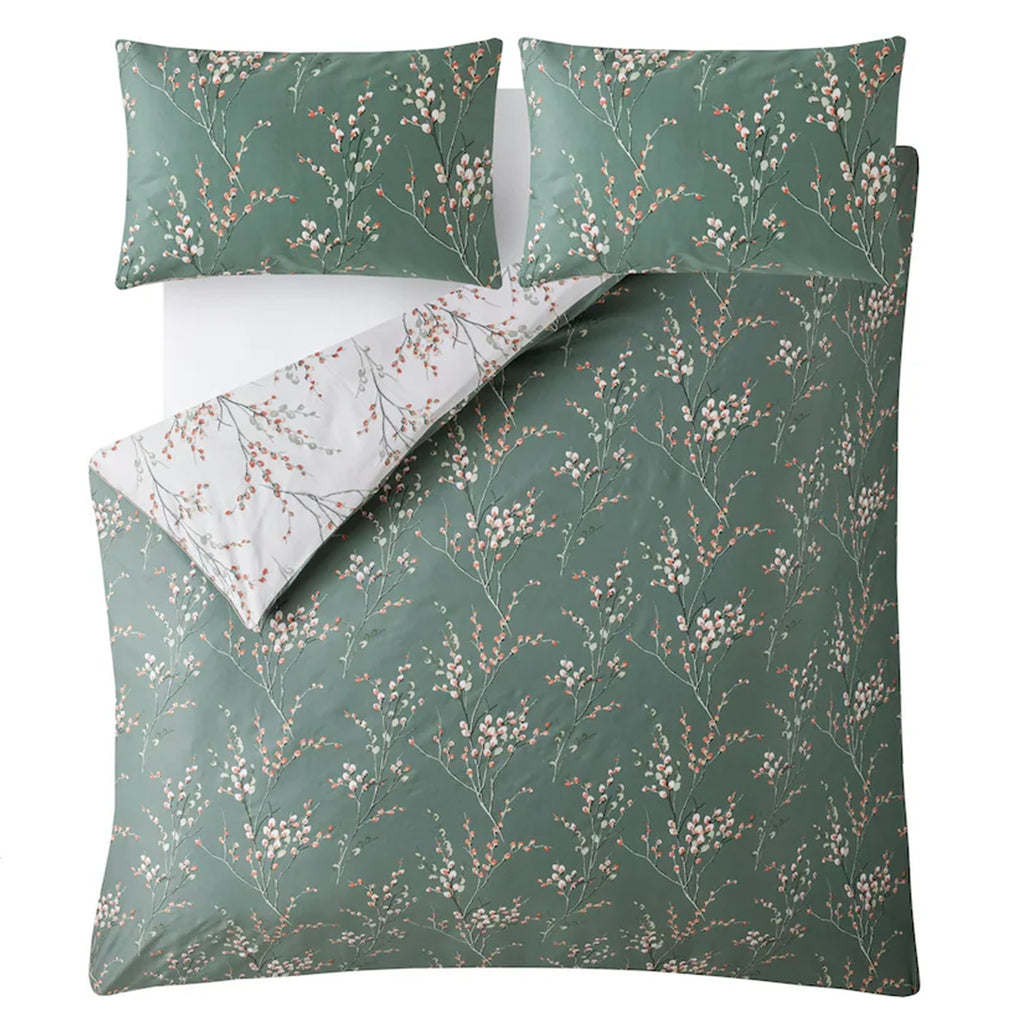 Pussy Willow Duvet Cover Set in Fern Green