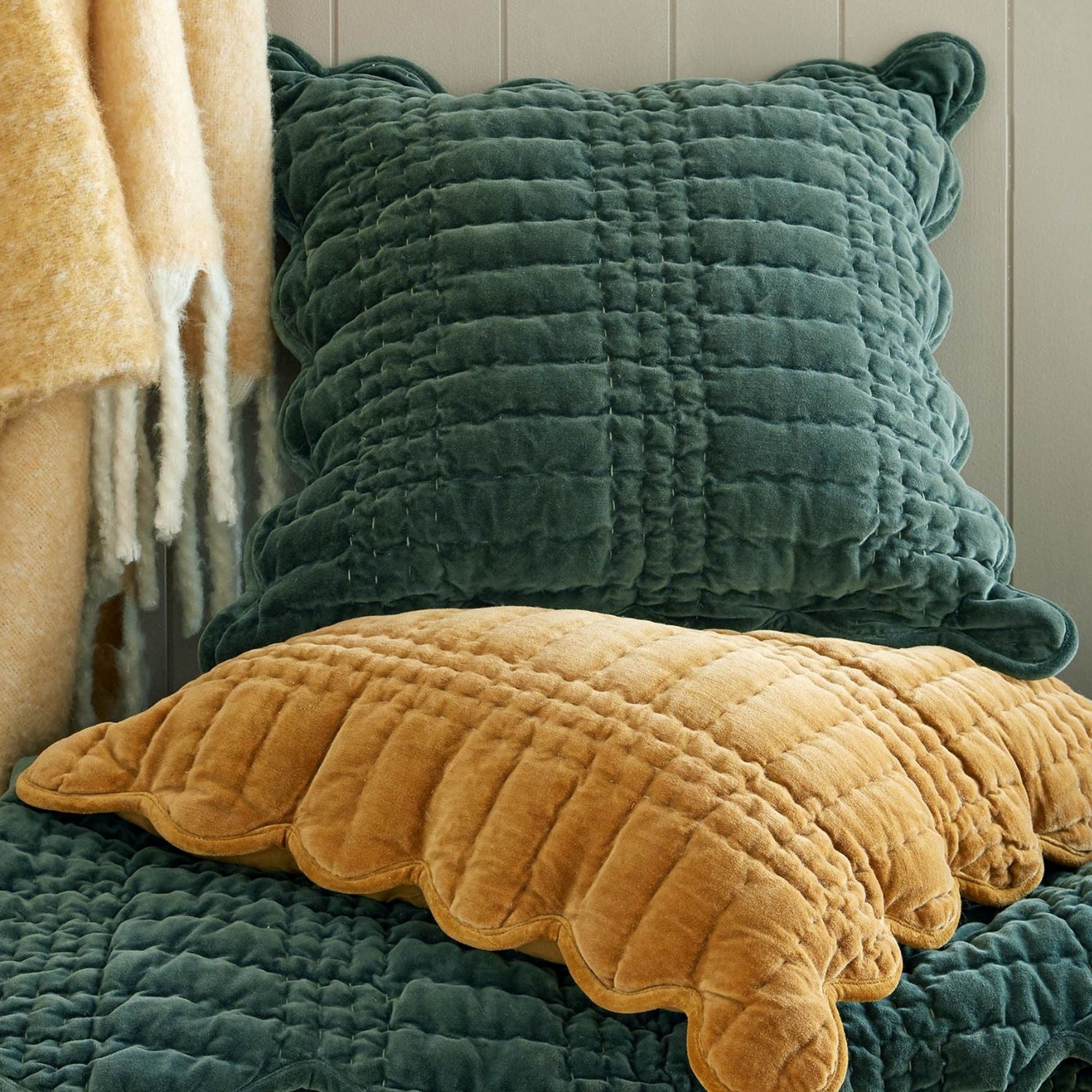Brady Scalloped Decorative Filled Cushion