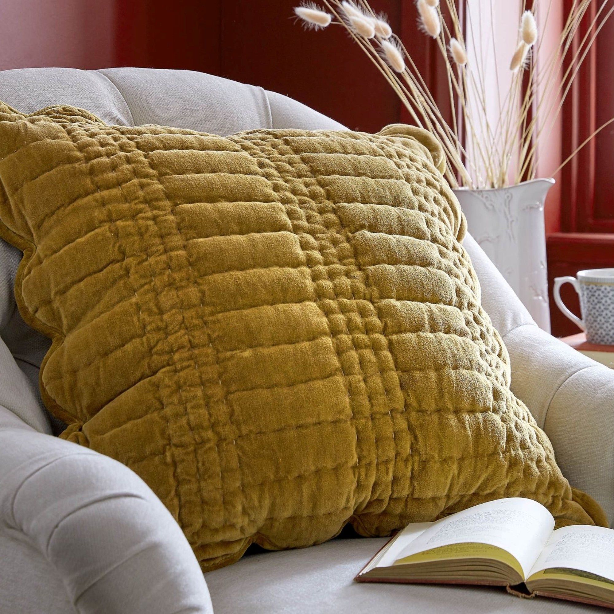 Brady Scalloped Decorative Filled Cushion