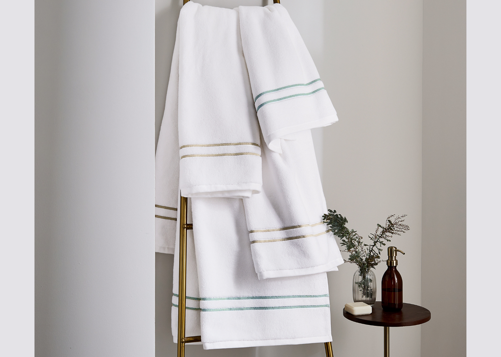 Bedeck of Belfast "Murano" Bath Towels in White/Truffle