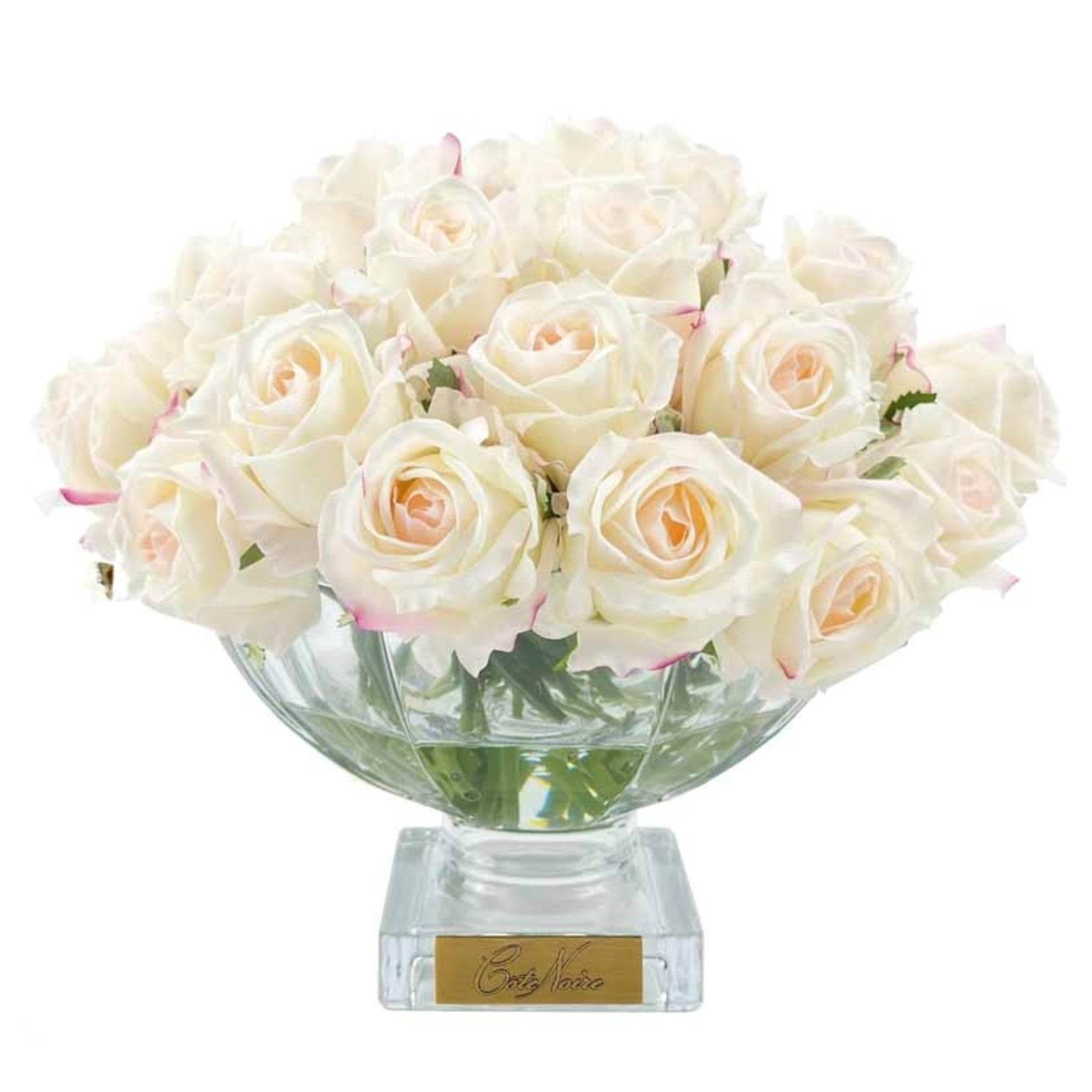 Centerpiece Rose Buds in Glass Vase – 37 Artificial Silk Flowers