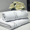 Linen Obsession "Eliza" Bath Towels in White/Silver