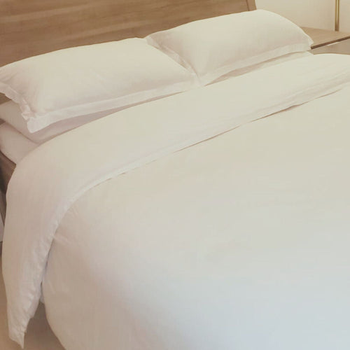 500 Thread Count Real Hotel Cotton Sateen Duvet Cover Set in White