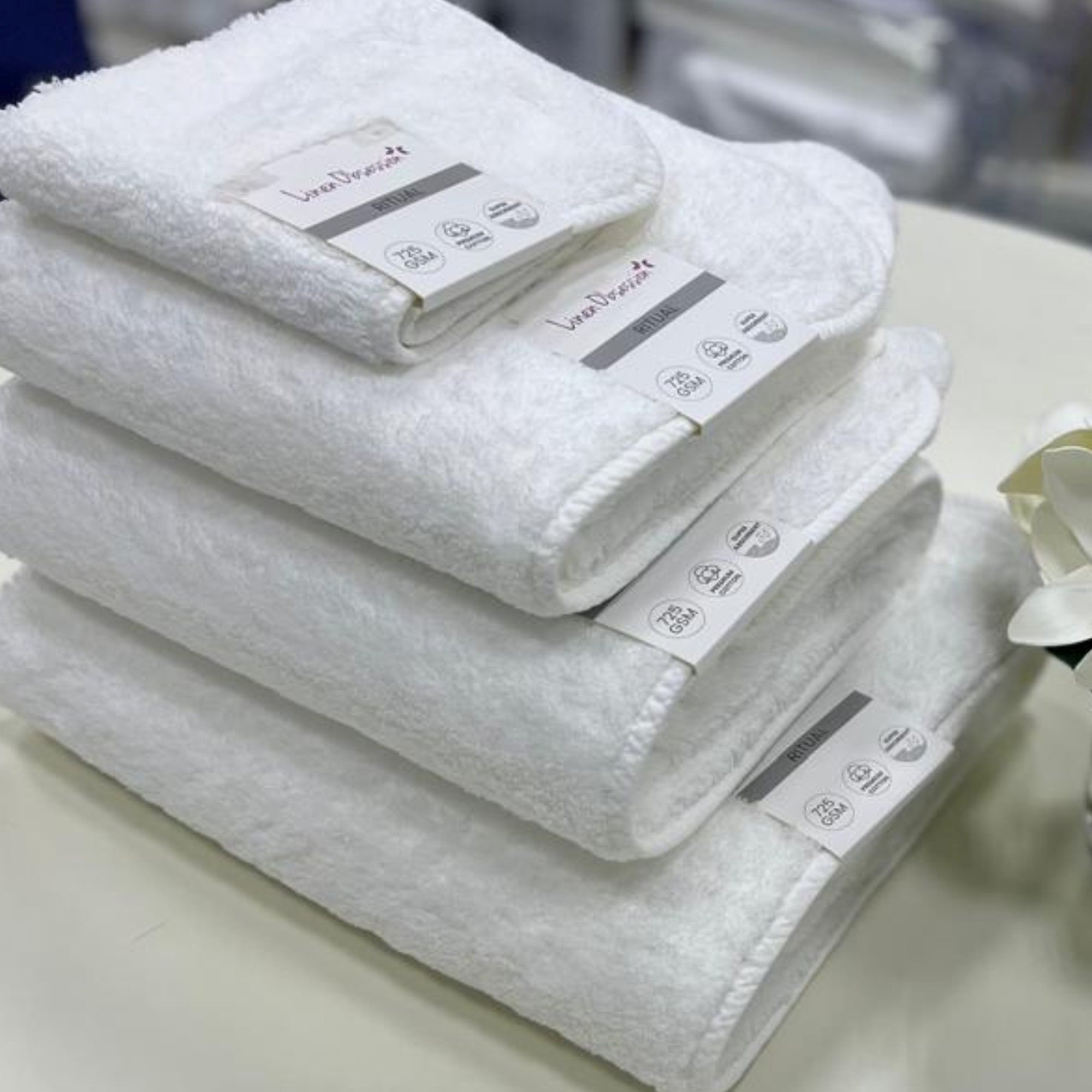 Linen Obsession "Ritual" Bath Towels Collection in White